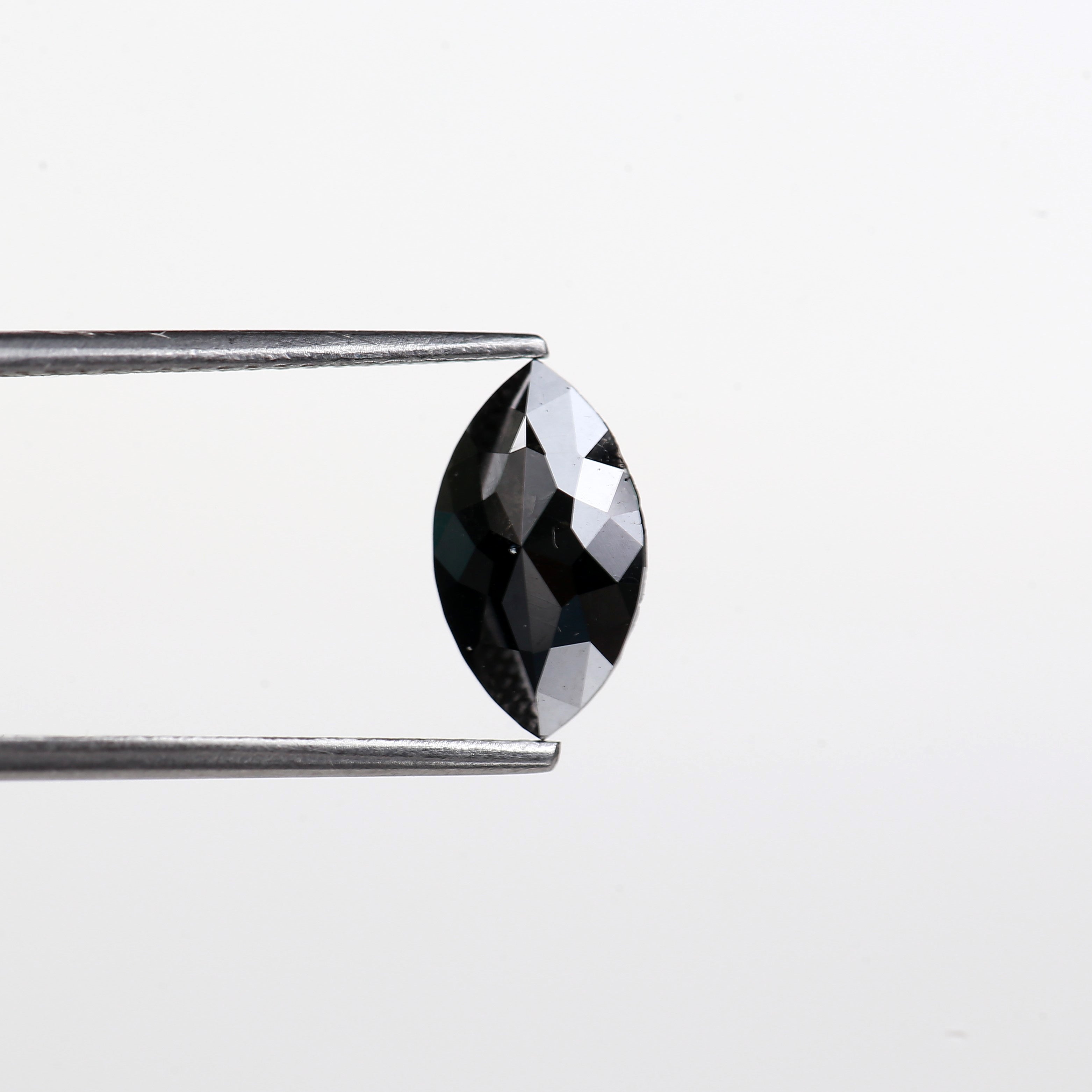 0.96 Carat Natural Marquise Rose Cut Black Diamond 10.50 MM