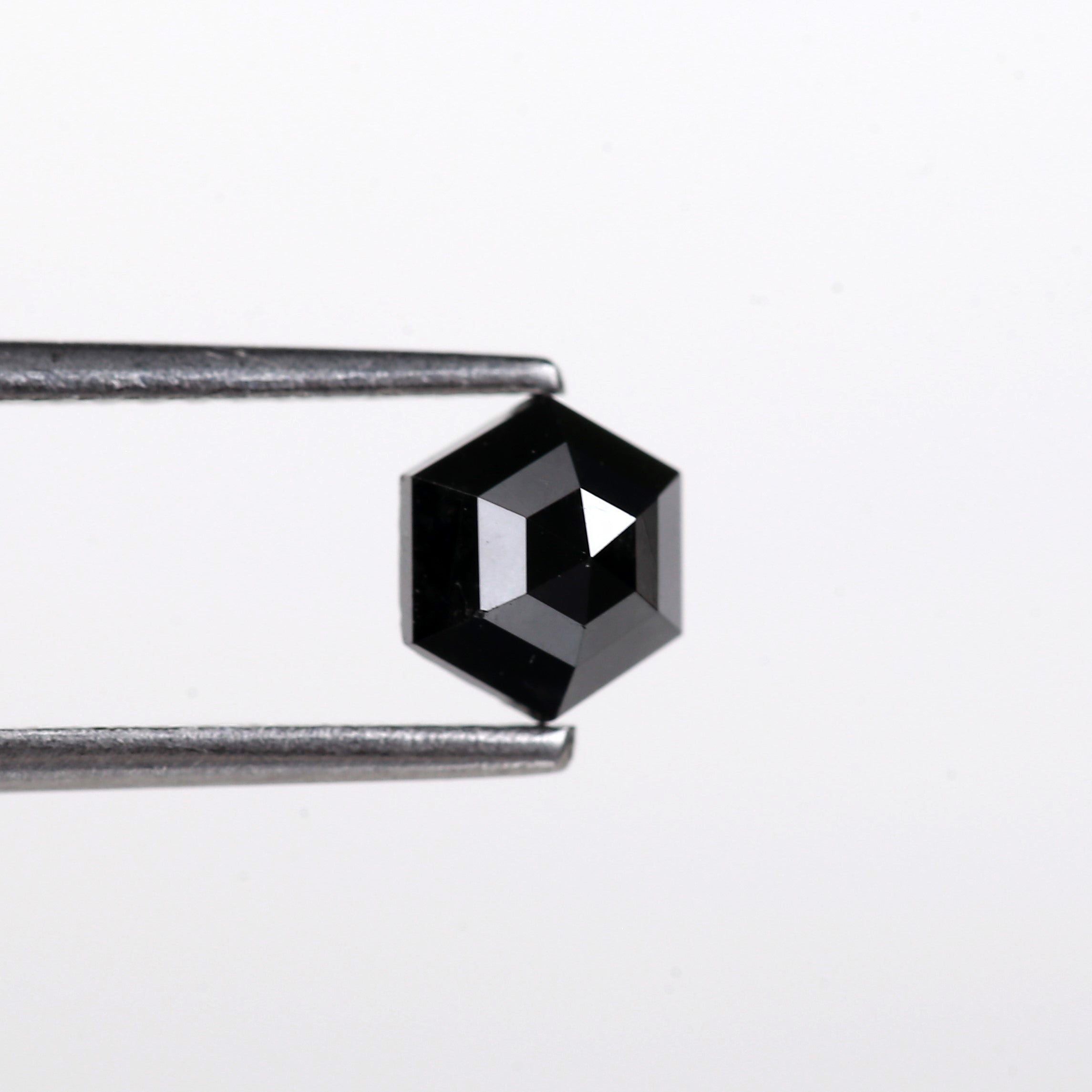 0.71 Carat Natural Hexagon Step Cut Black Diamond 5.8 MM
