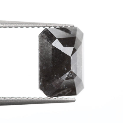 salt and pepper diamond emerald step cut