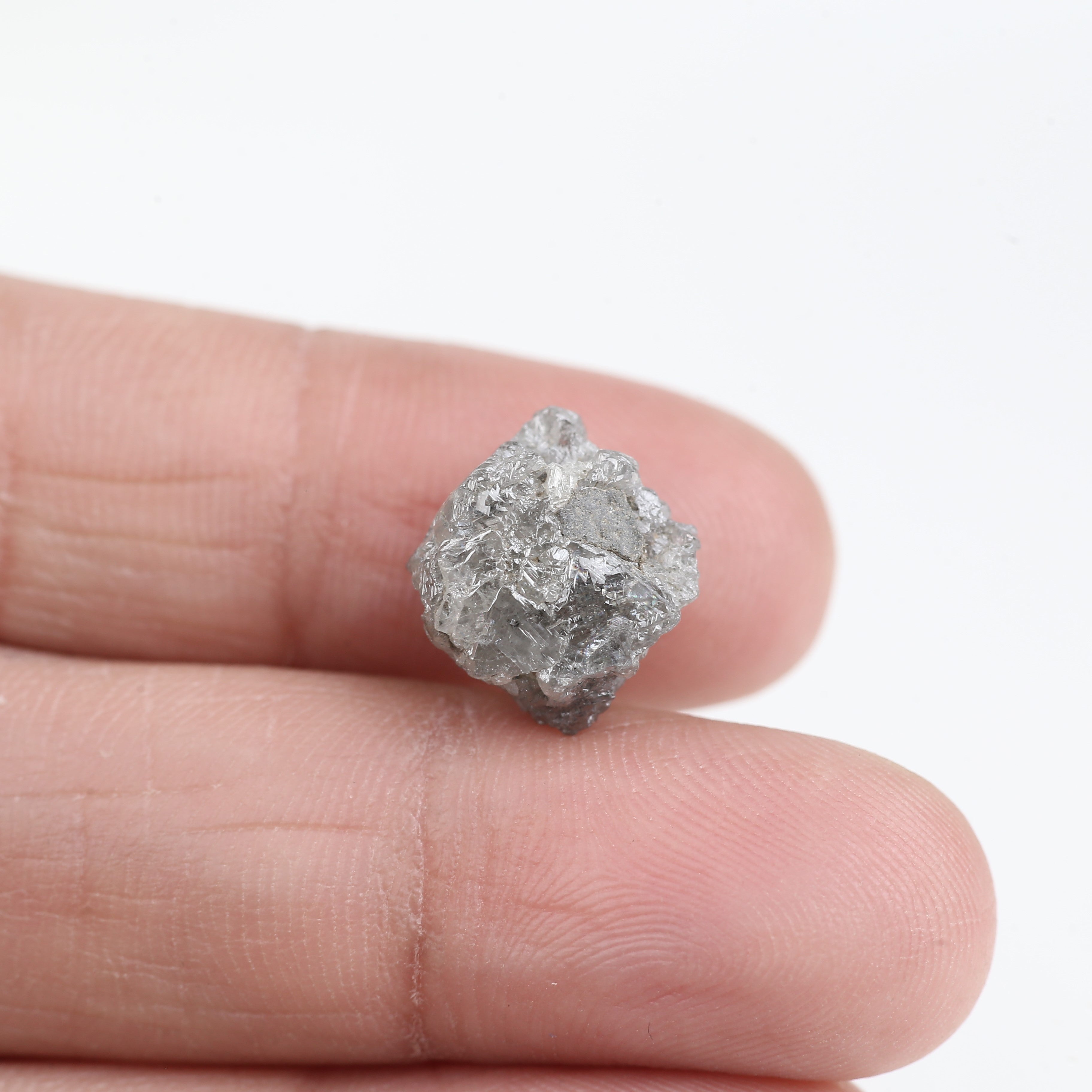 9.19 Carat Natural Gray Crystal Rough Diamond 13.54 MM