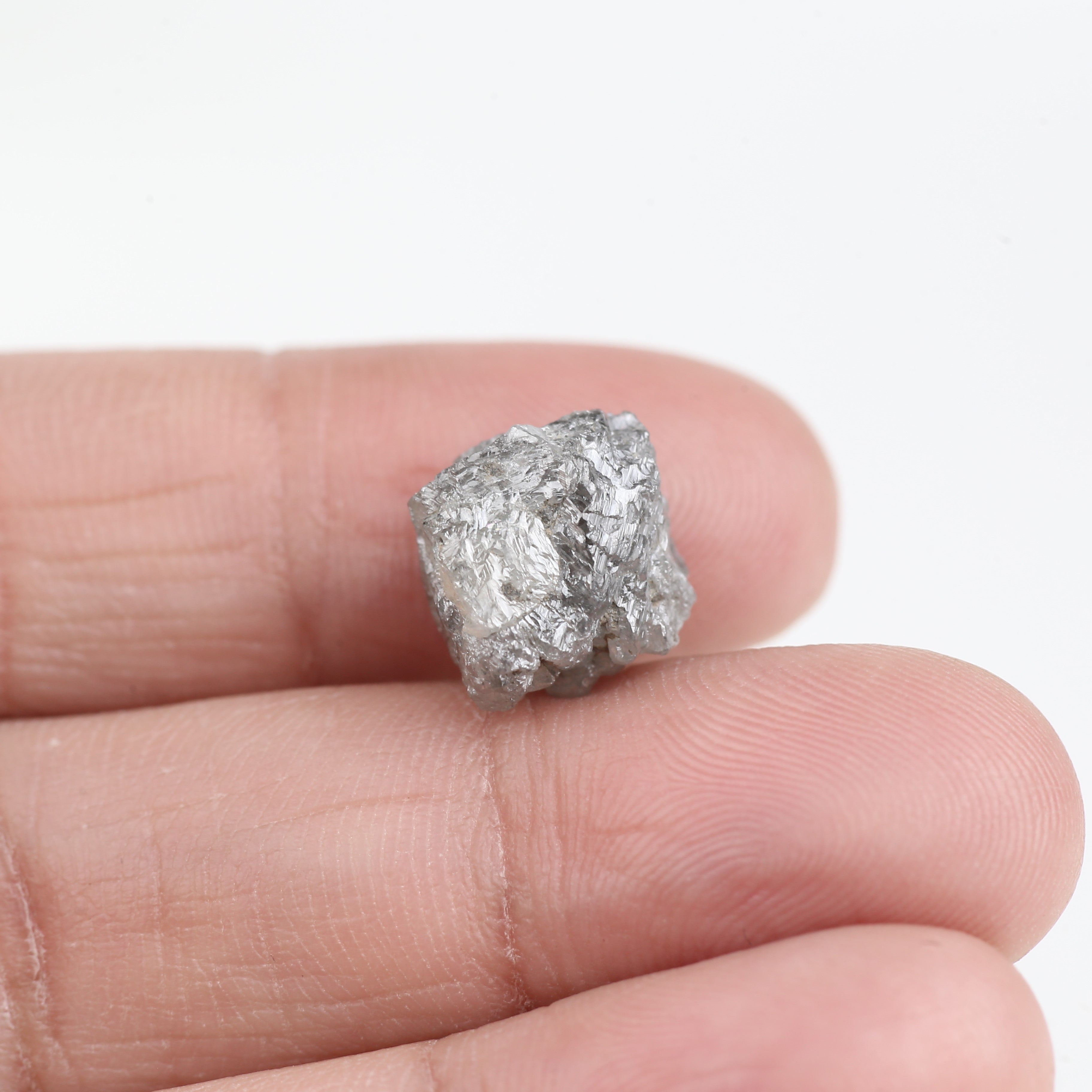 9.19 Carat Natural Gray Crystal Rough Diamond 13.54 MM