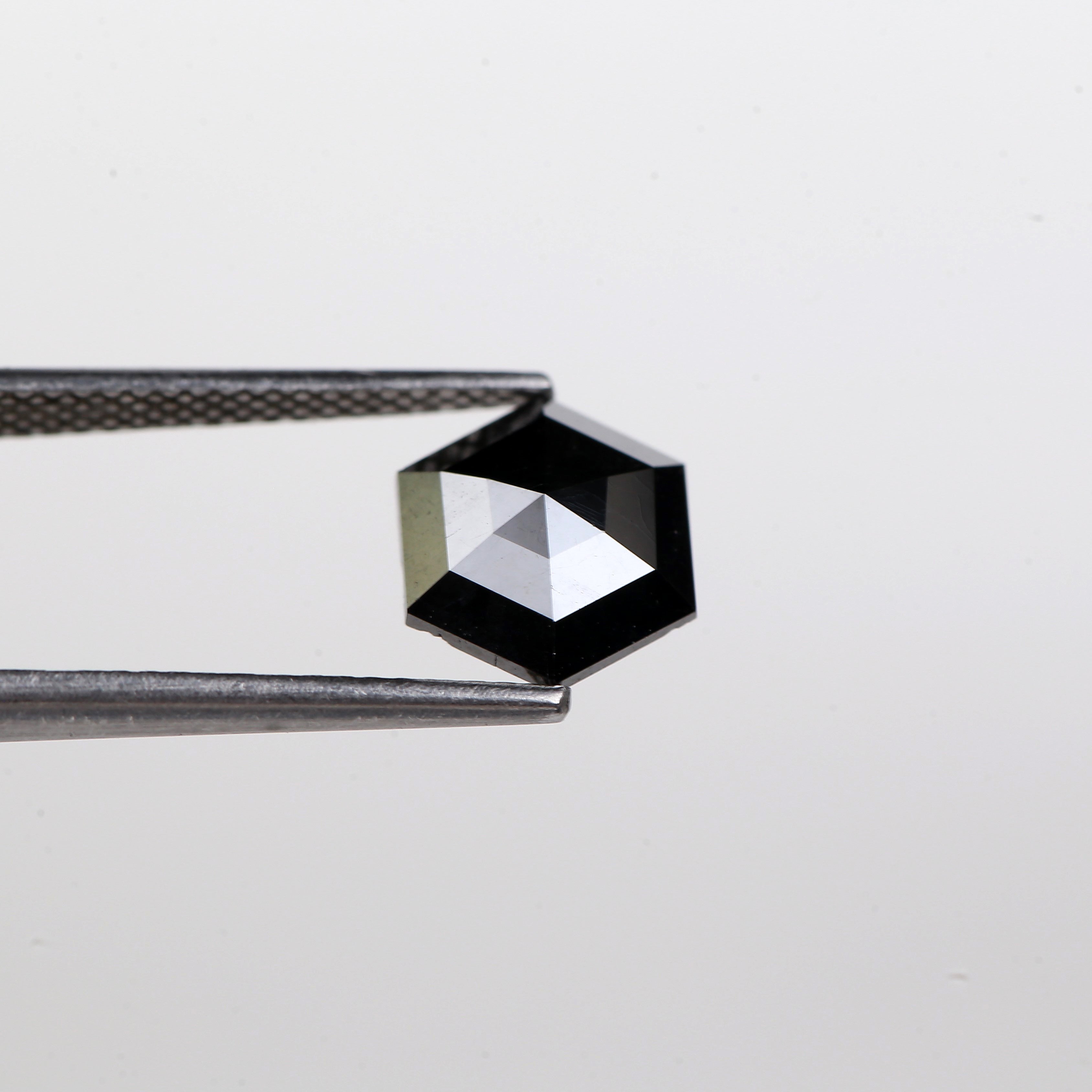 1.52 Carat Natural Hexagon Shape Black Diamond 7.90 MM