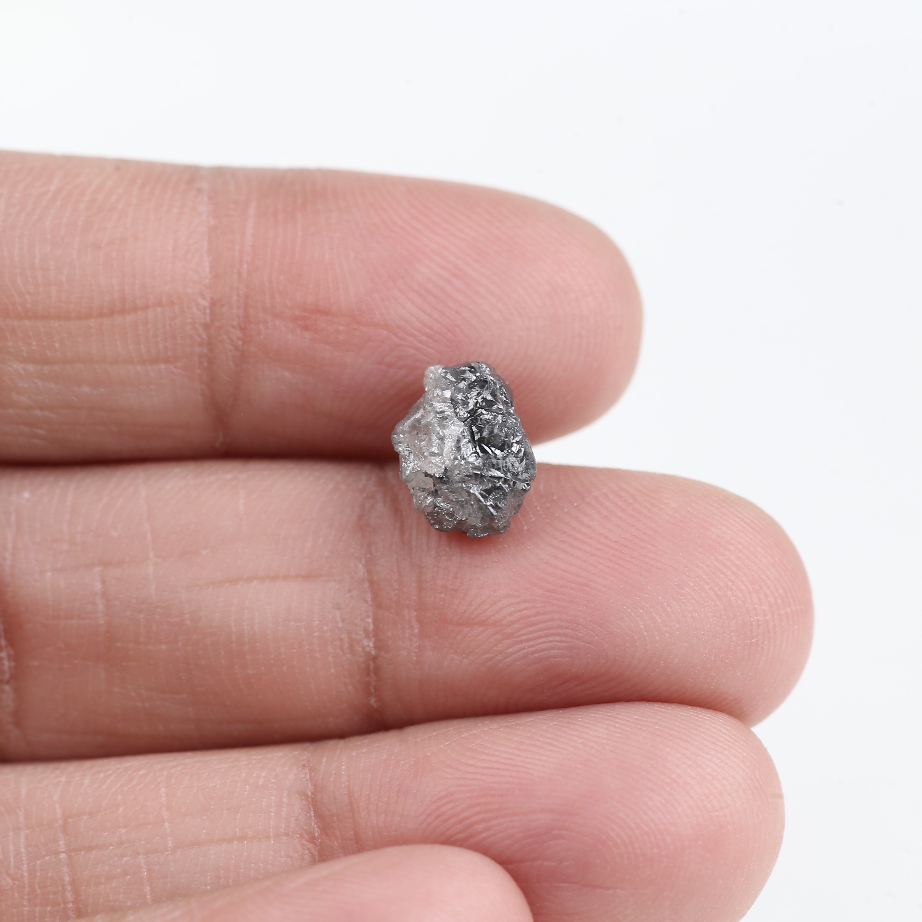 2.98 Carat Natural Gray Black Rough Diamond 9.22 MM