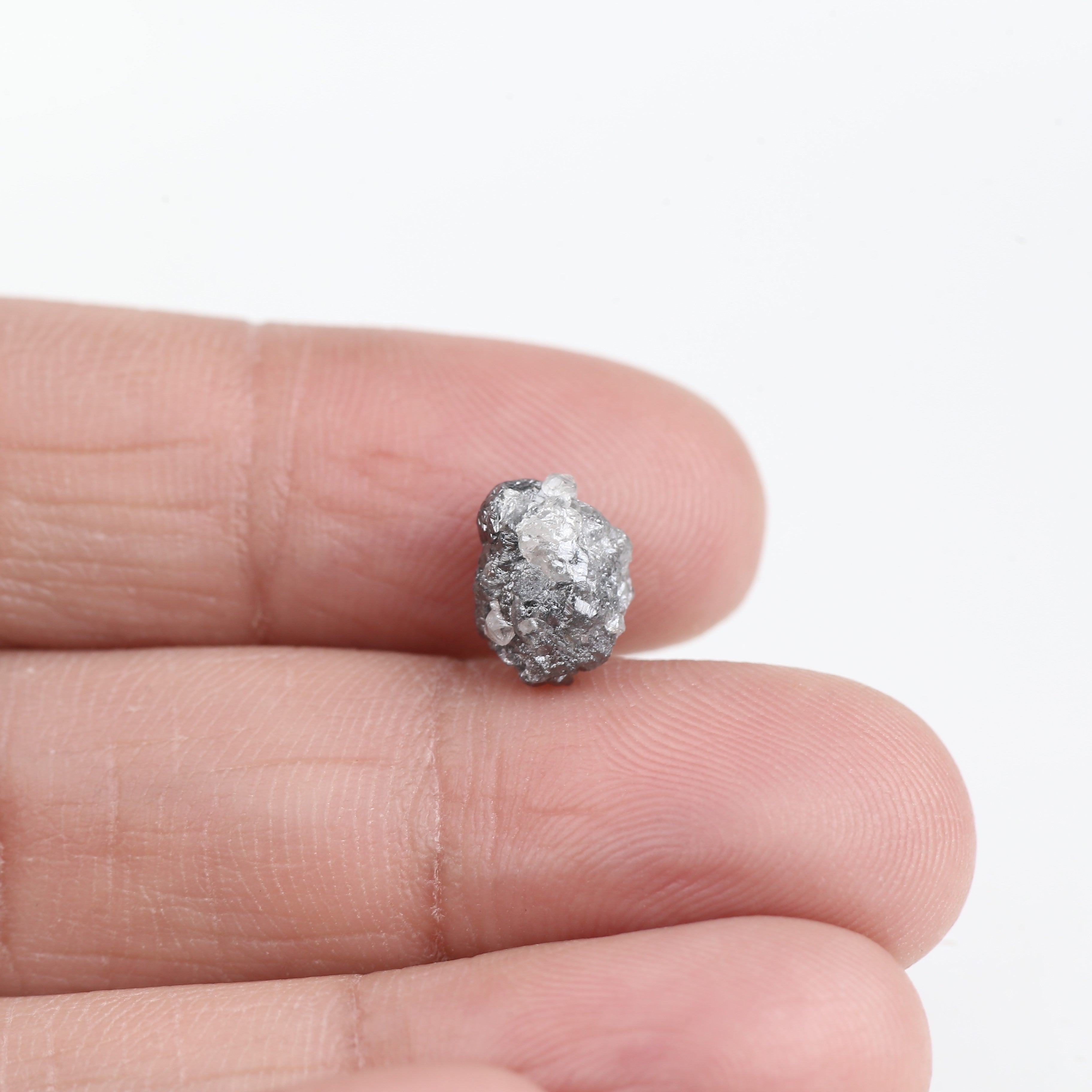 2.98 Carat Natural Gray Black Rough Diamond 9.22 MM