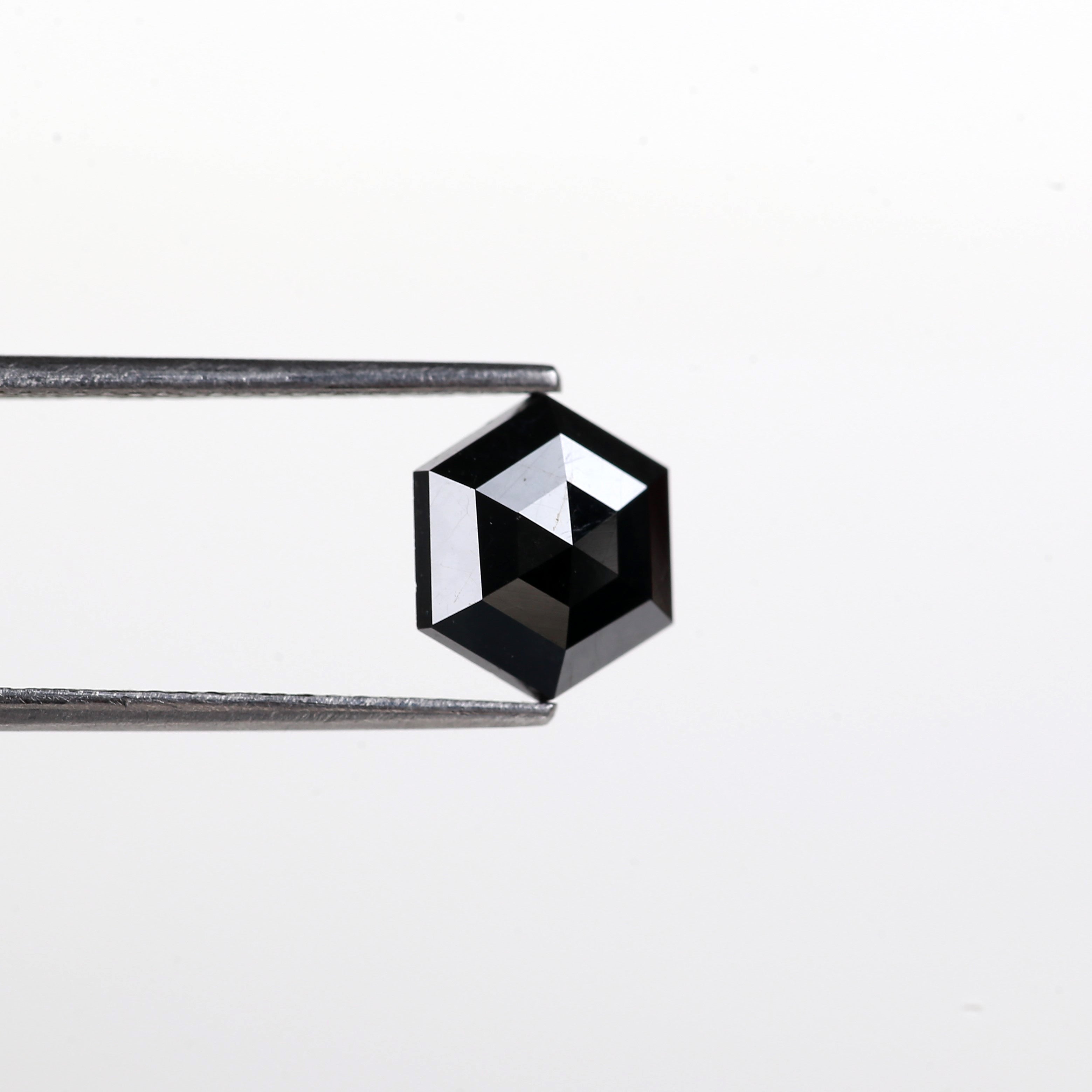 1.73 Carat Natural Hexagon Step Cut Black Diamond 7.90 MM