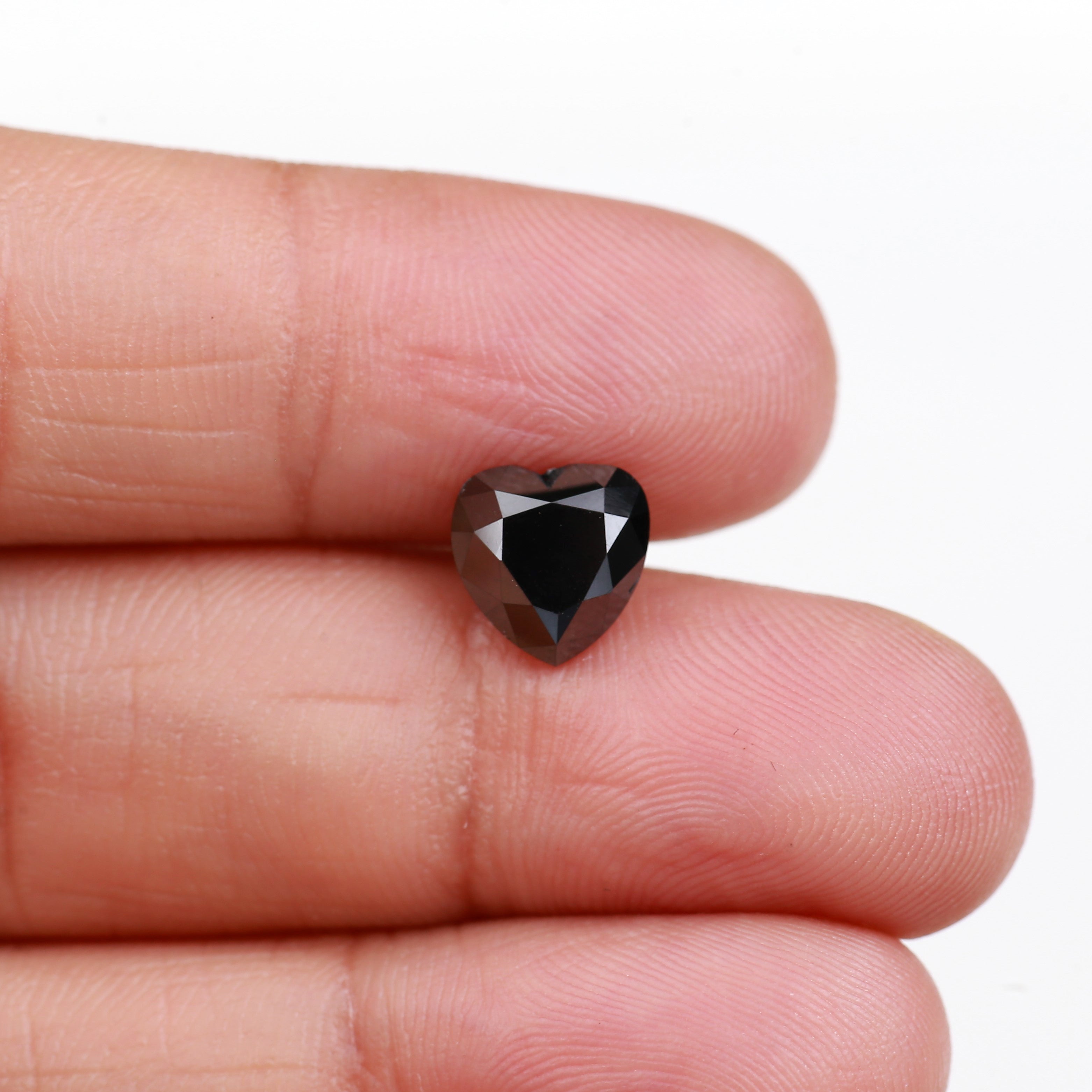 Natural Loose 2.50 Carat Heart Shape Black Diamond 8.10 MM