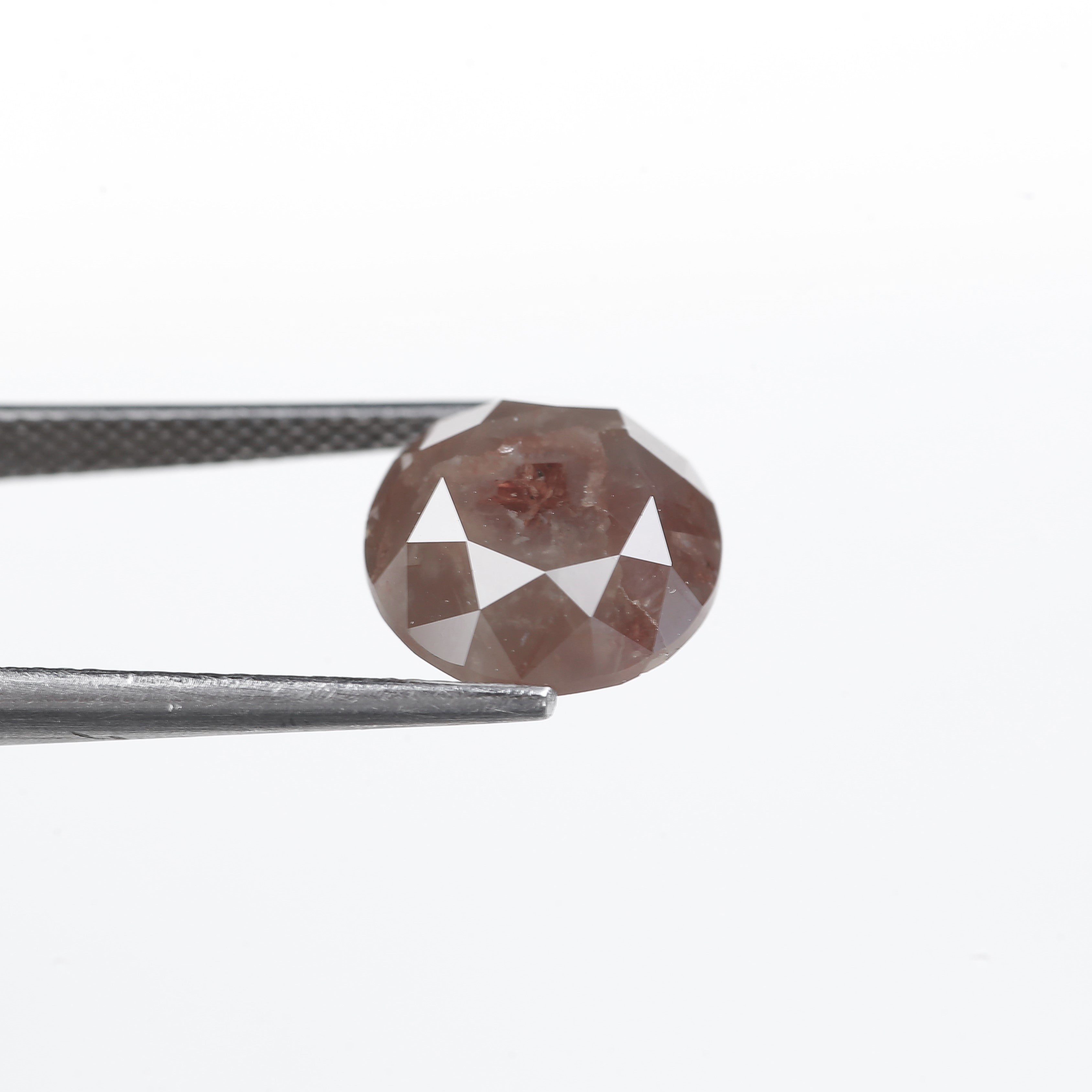 6.82 Carat Natural Peach Round Cut Salt & Pepper Diamond 10.80 MM