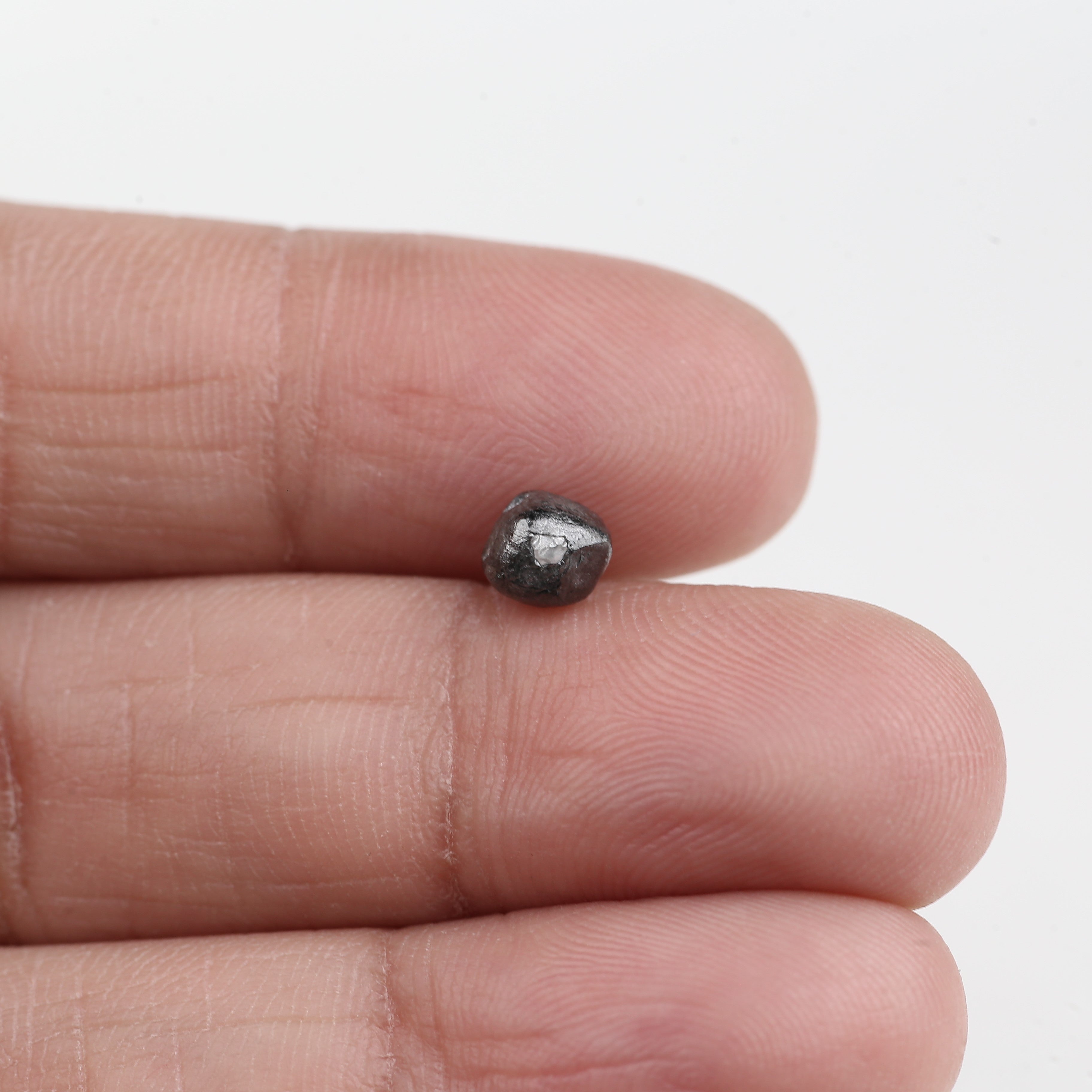 1.17 Carat Cube Rough White Black Diamond Rare Raw Uncut 5.02 MM