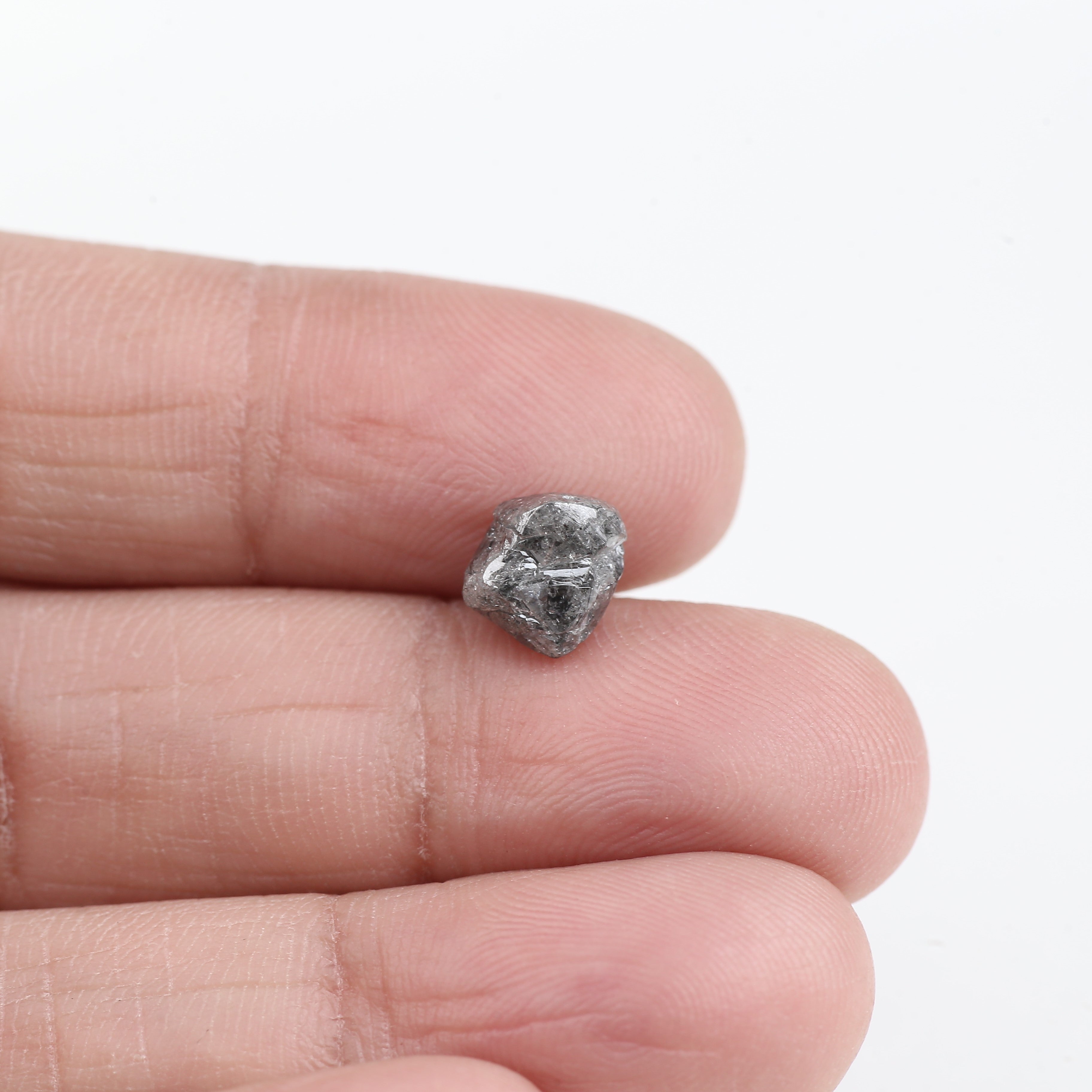 2.50 Carat Natural Gray Crystal Rough Diamond 7.41 MM