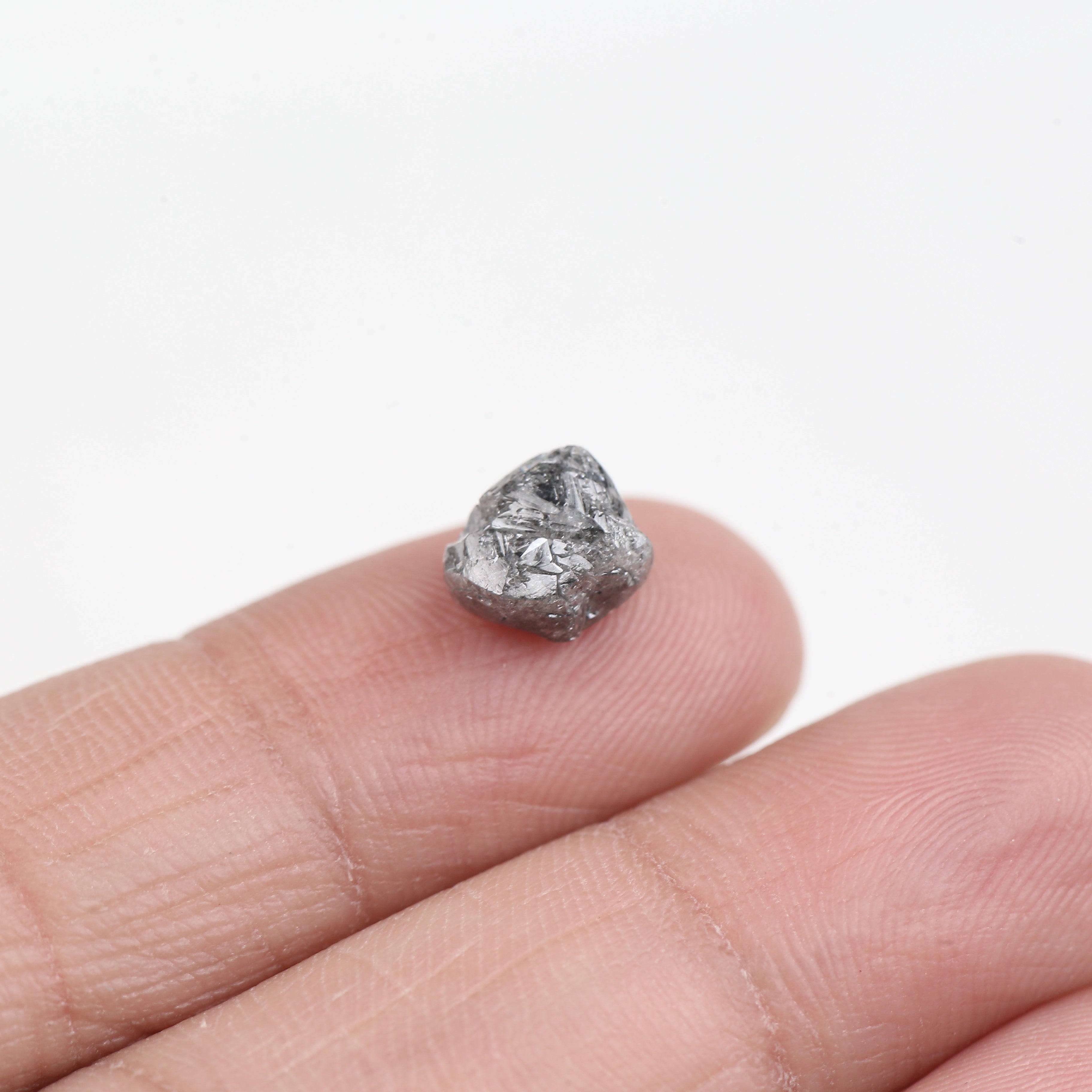 2.50 Carat Natural Gray Crystal Rough Diamond 7.41 MM