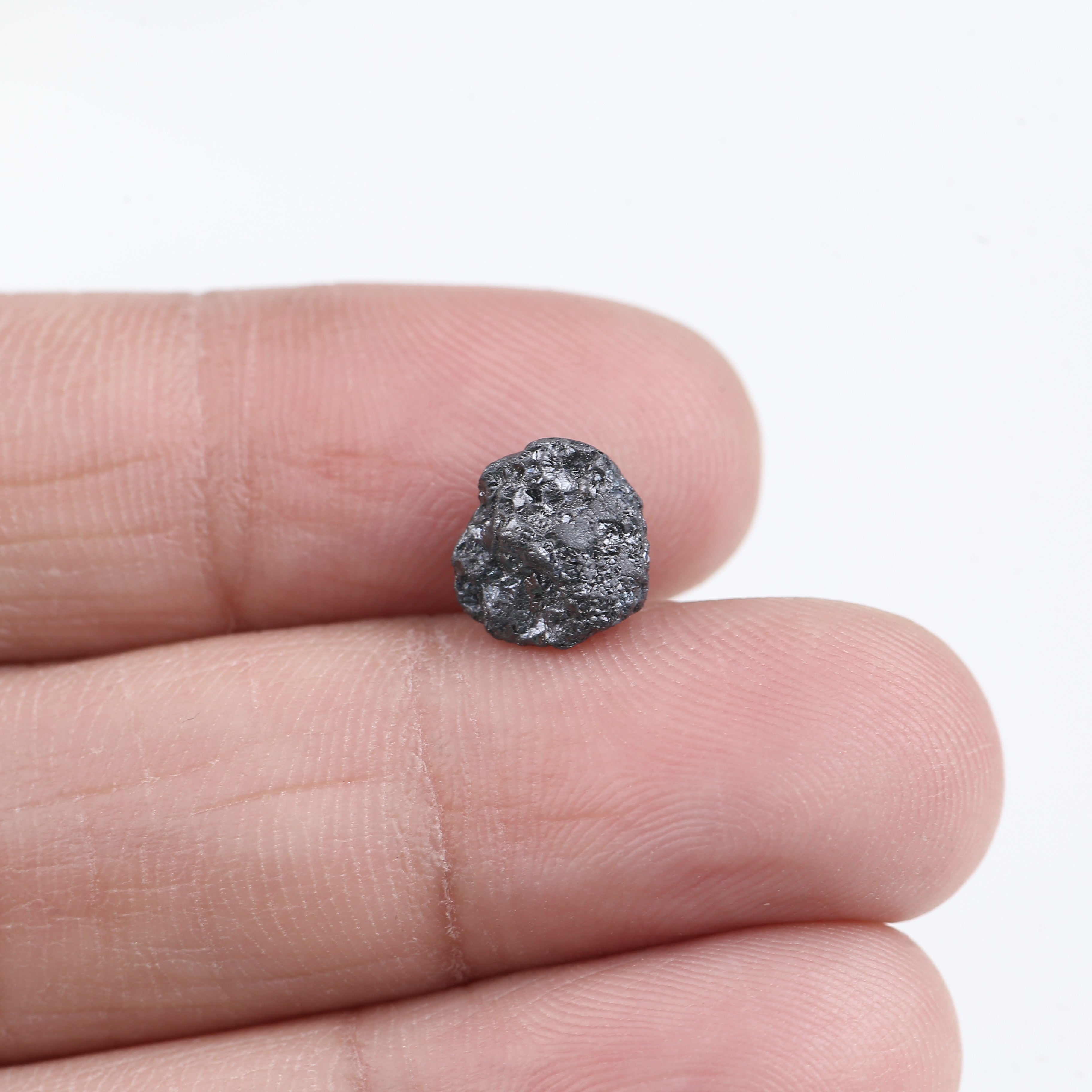 2.98 Carat Natural Black Rough Diamond 8.61 MM