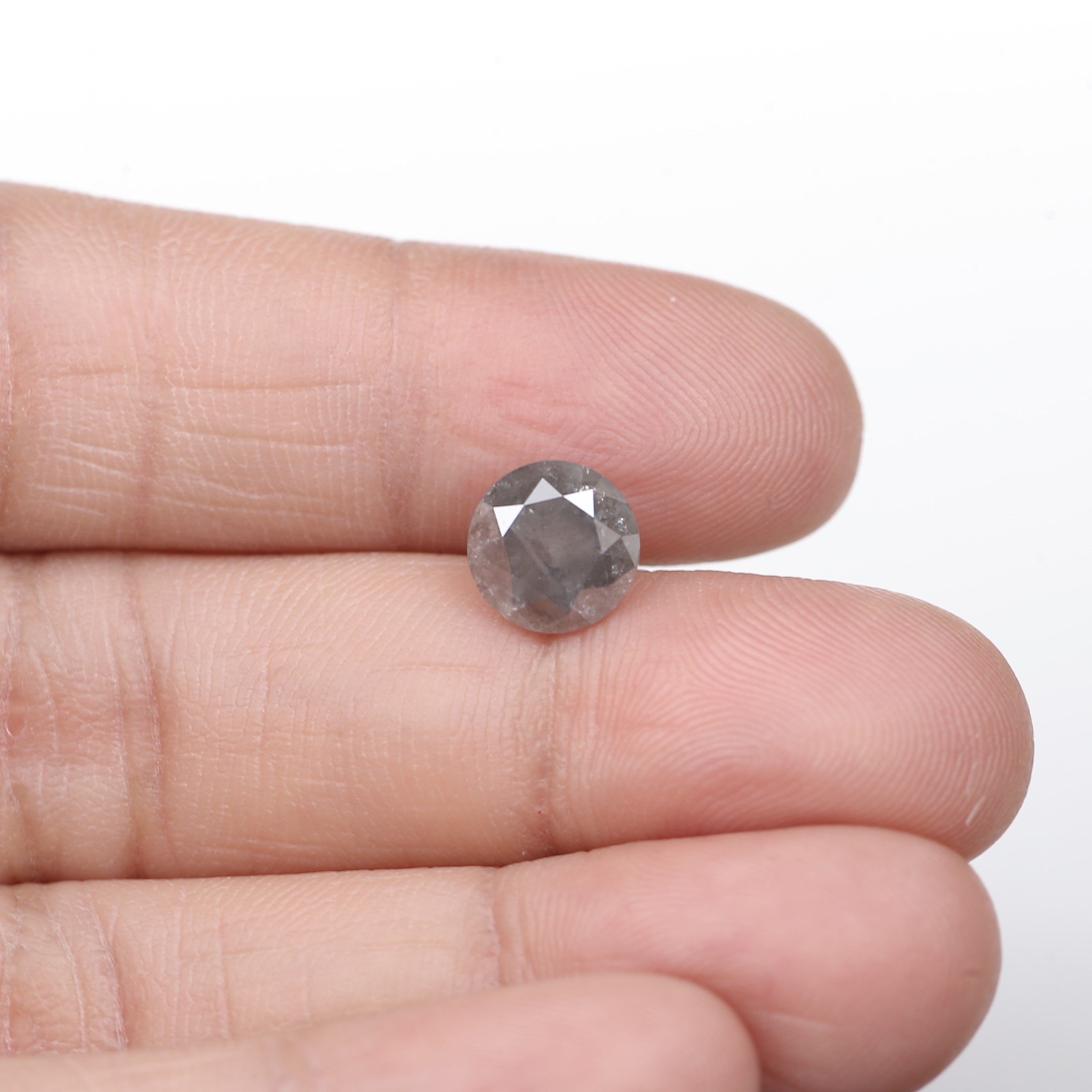 2.34 Carat Fancy Gray Round Cut Salt & Pepper Diamond 8.20 MM