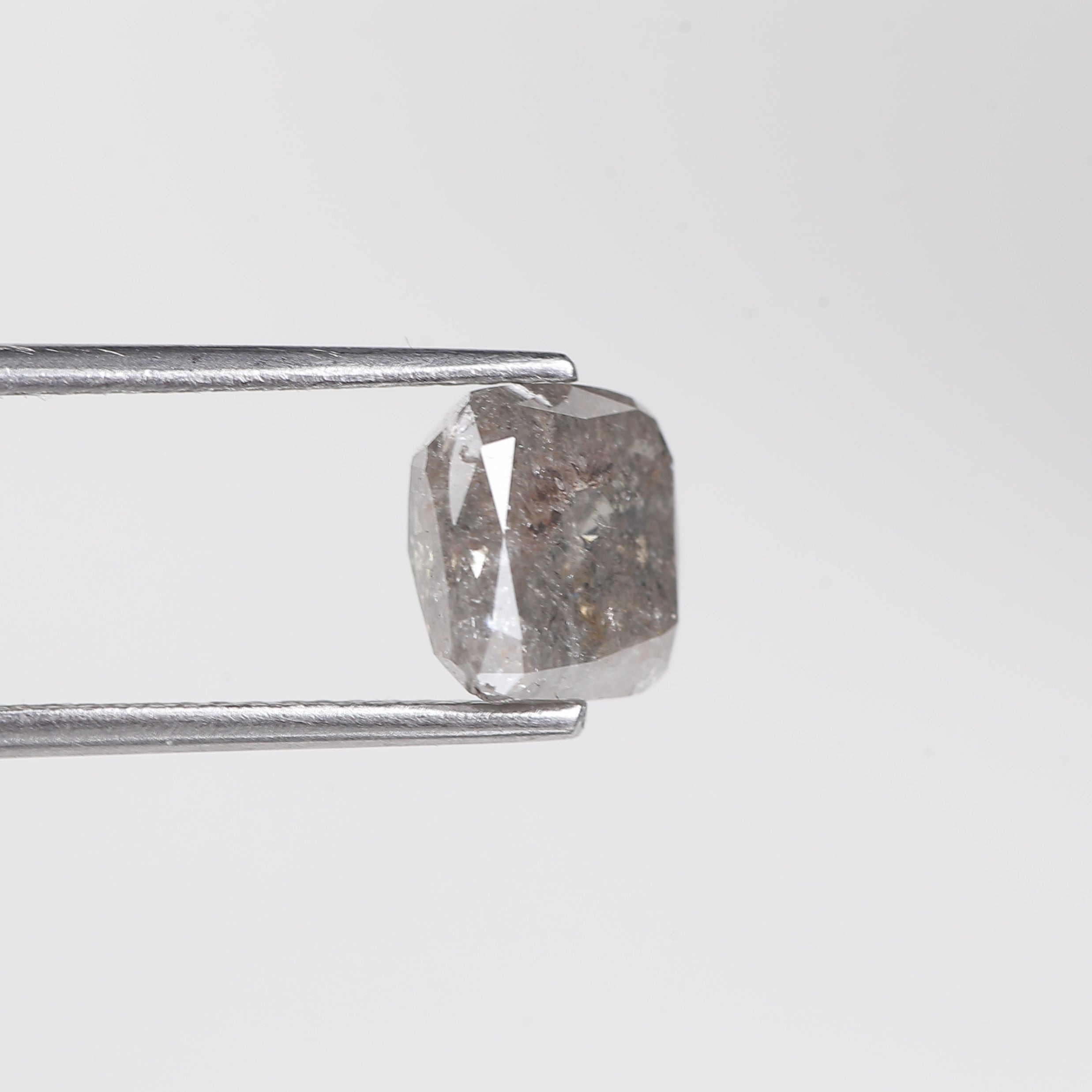 2.43 Carat Fancy Gray Cushion Radiant Cut Salt & Pepper Diamond 7.5 MM
