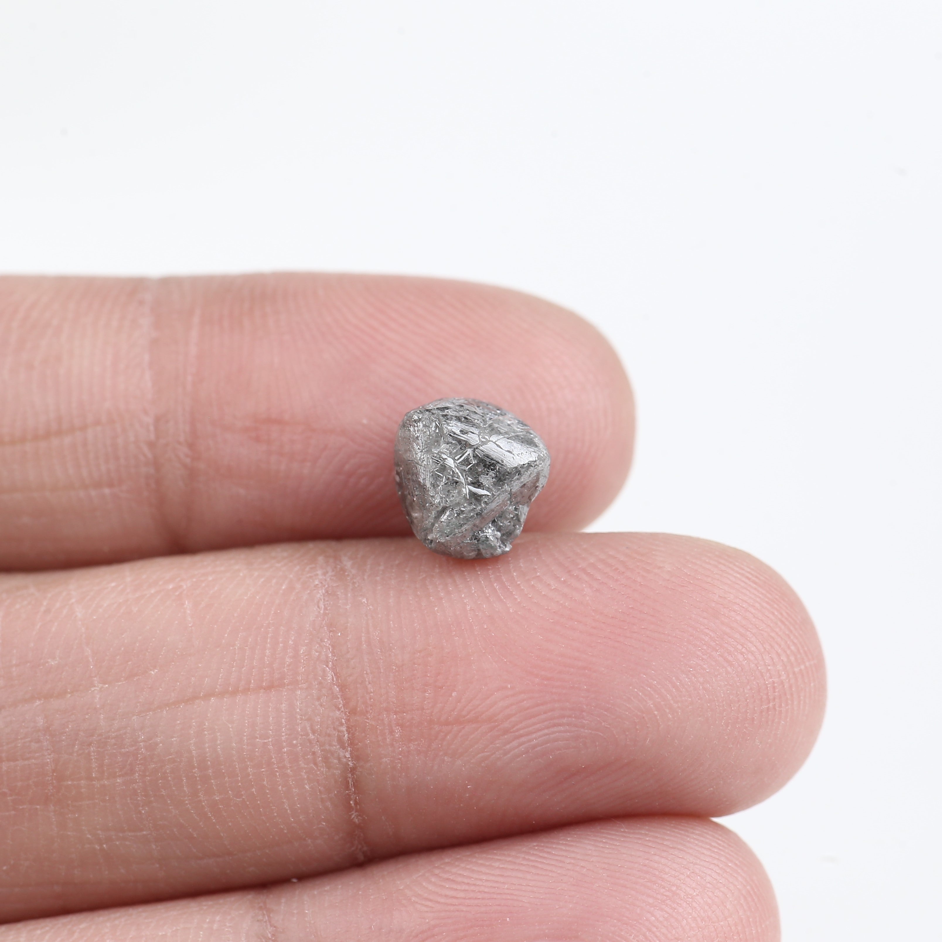 2.68 Carat Natural Black Gray Rough Diamond 7.52 MM