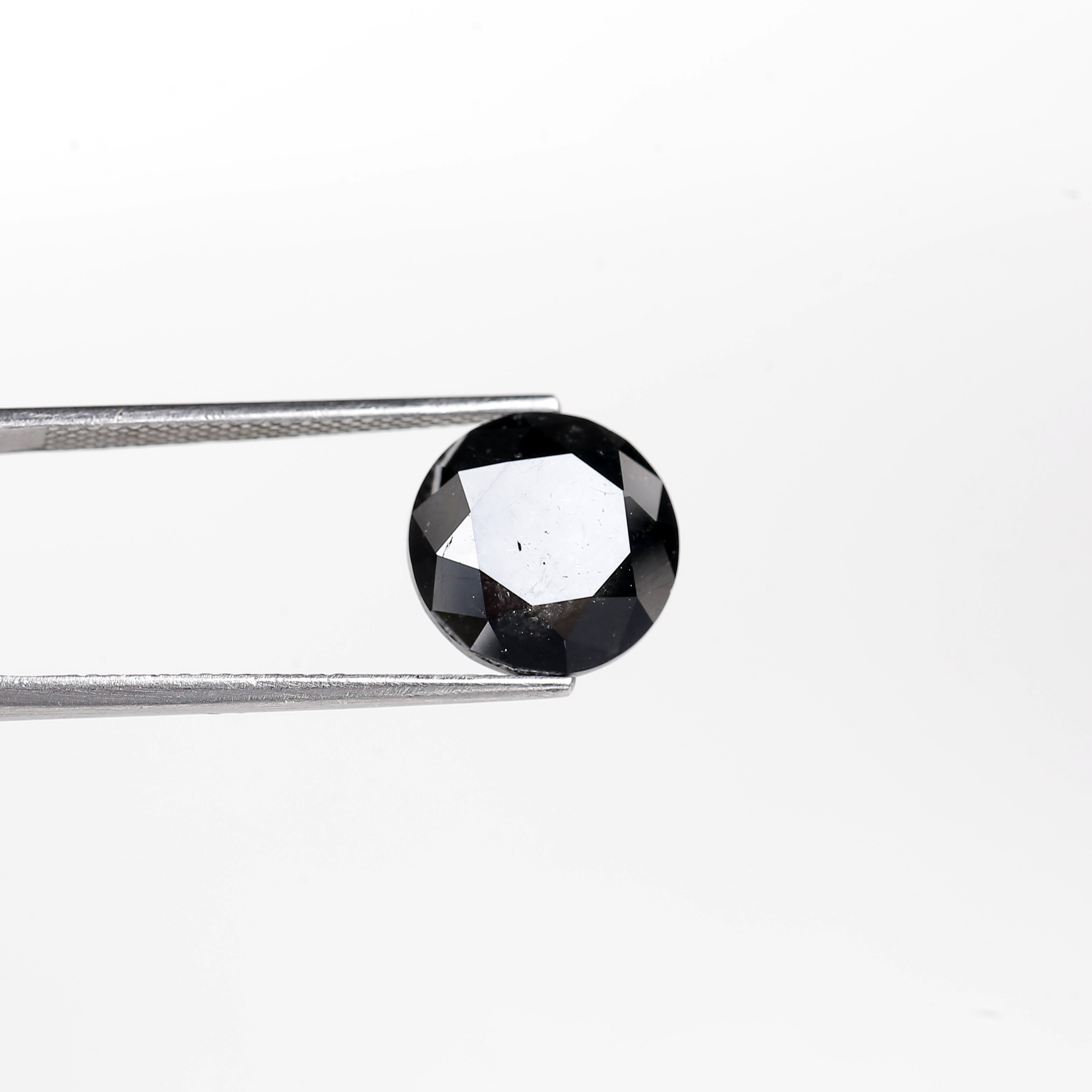 6.11 Carat Natural Round Cut Black Diamond 10.80 MM