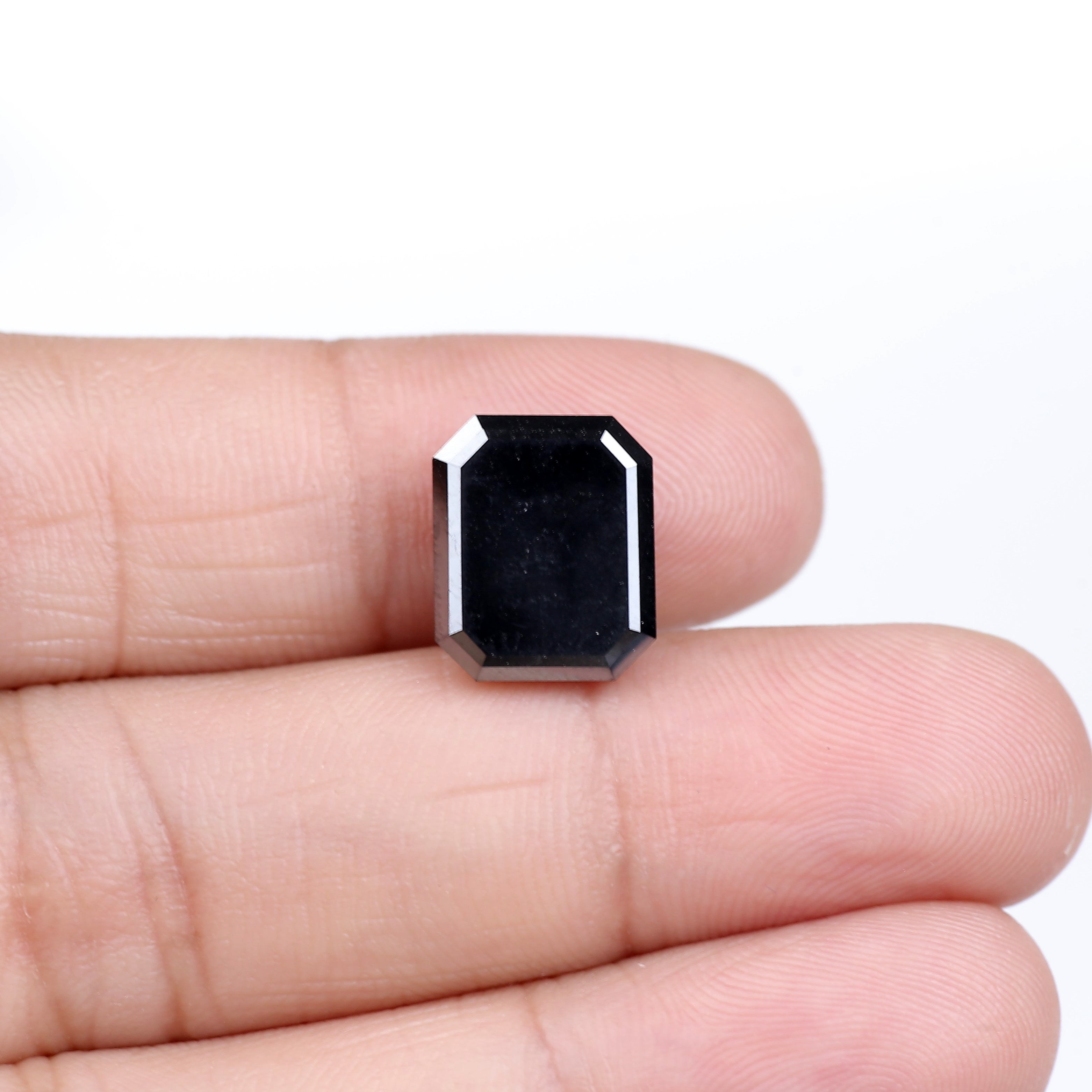 7 Carat Emerald Cut Black Diamond Natural Loose 12.20 MM