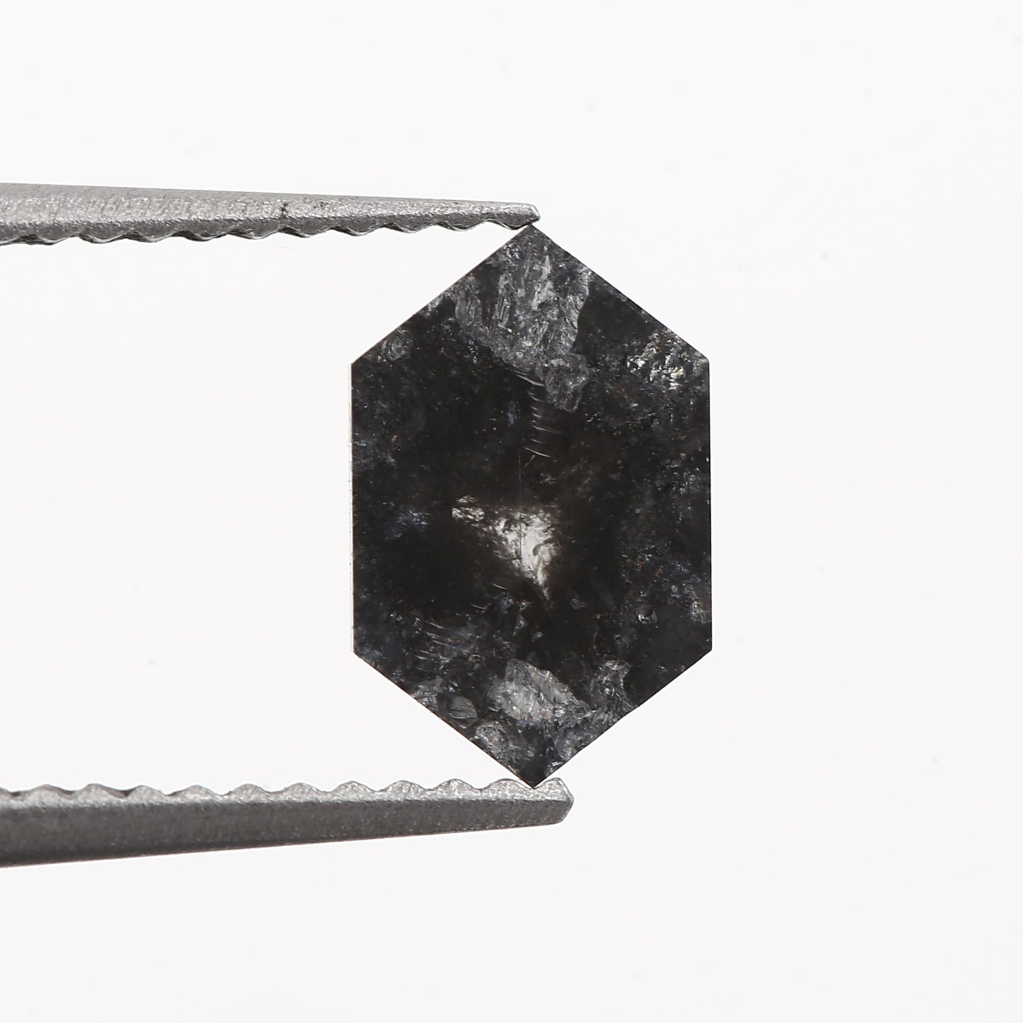 black hexagon shape salt and pepper diamond