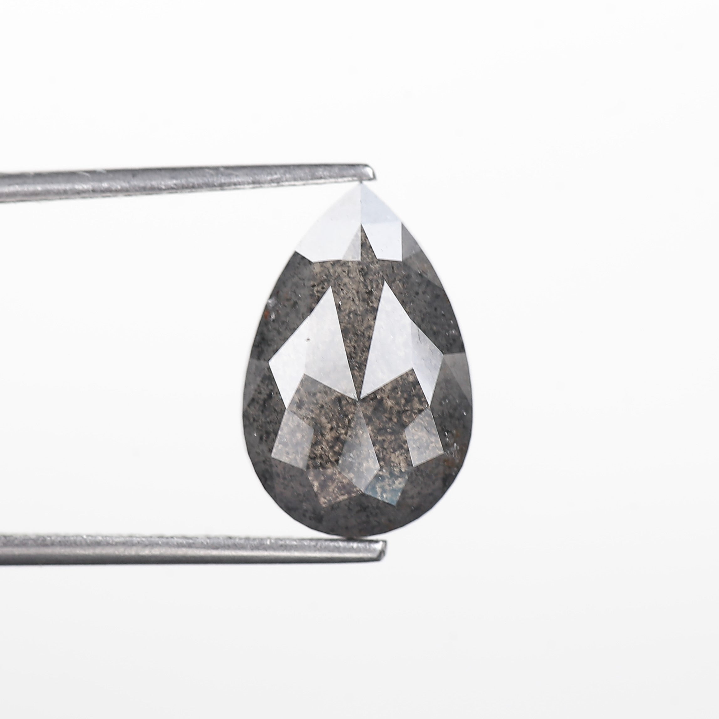 4 Carat Salt and Pepper Diamond Pear Double Rose Cut Natural Gray