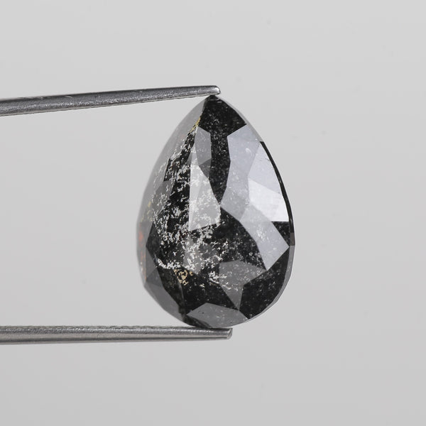 10 Carat Salt and Pepper Diamond Pear Cut Galaxy Natural