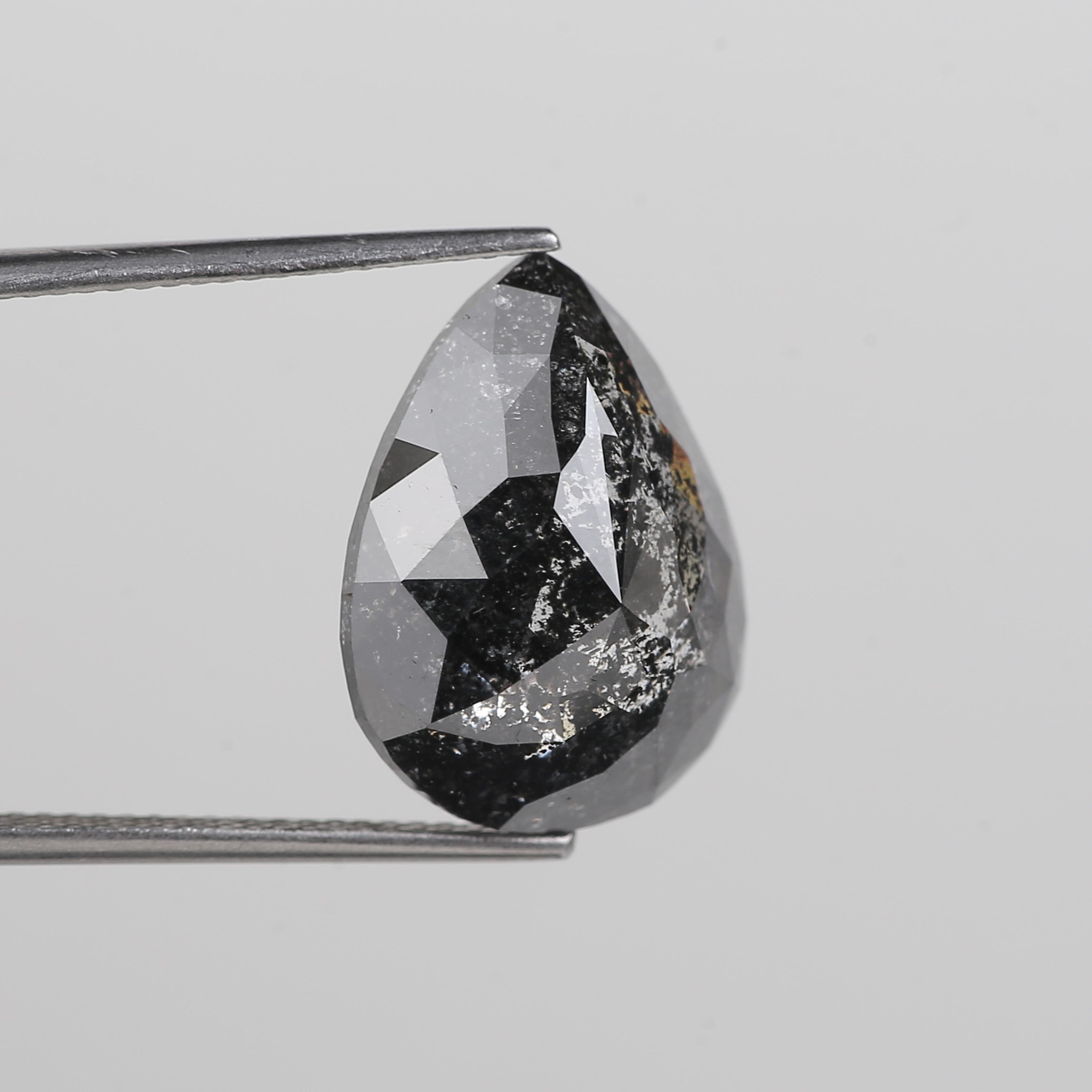 10 Carat Salt and Pepper Diamond Pear Cut Galaxy Natural