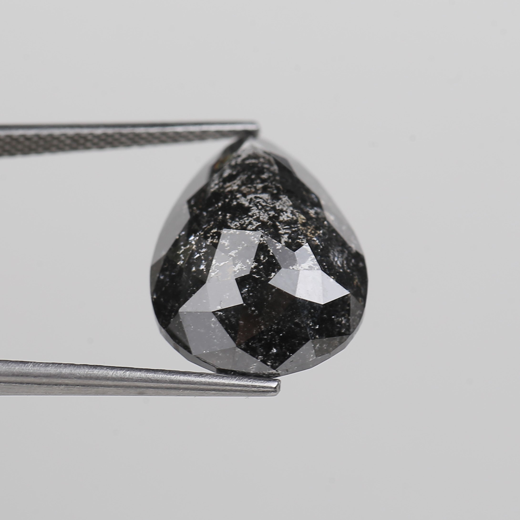 10 Carat Salt and Pepper Diamond Pear Cut Galaxy Natural