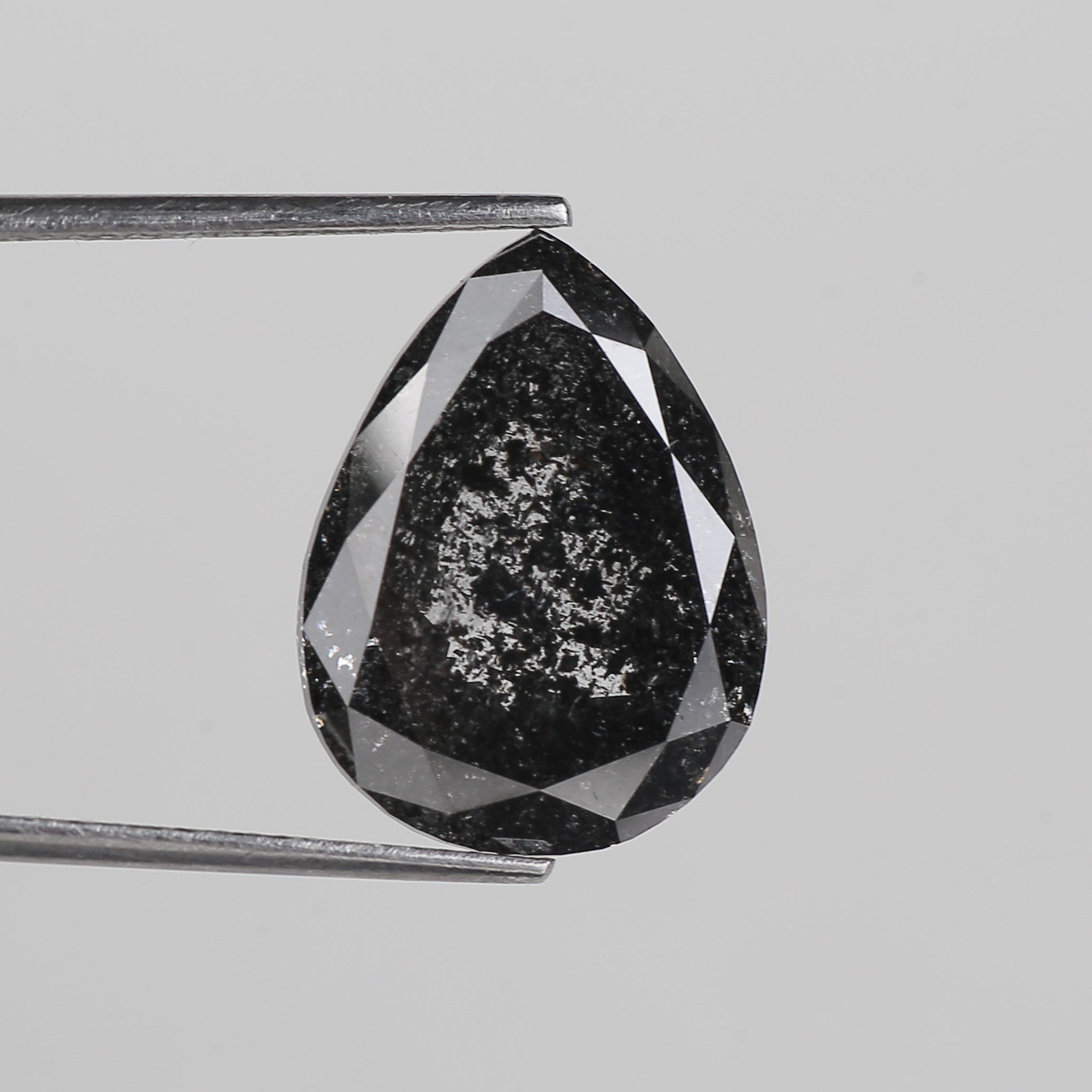 10 Carat Salt and Pepper Diamond Pear Cut Galaxy Natural