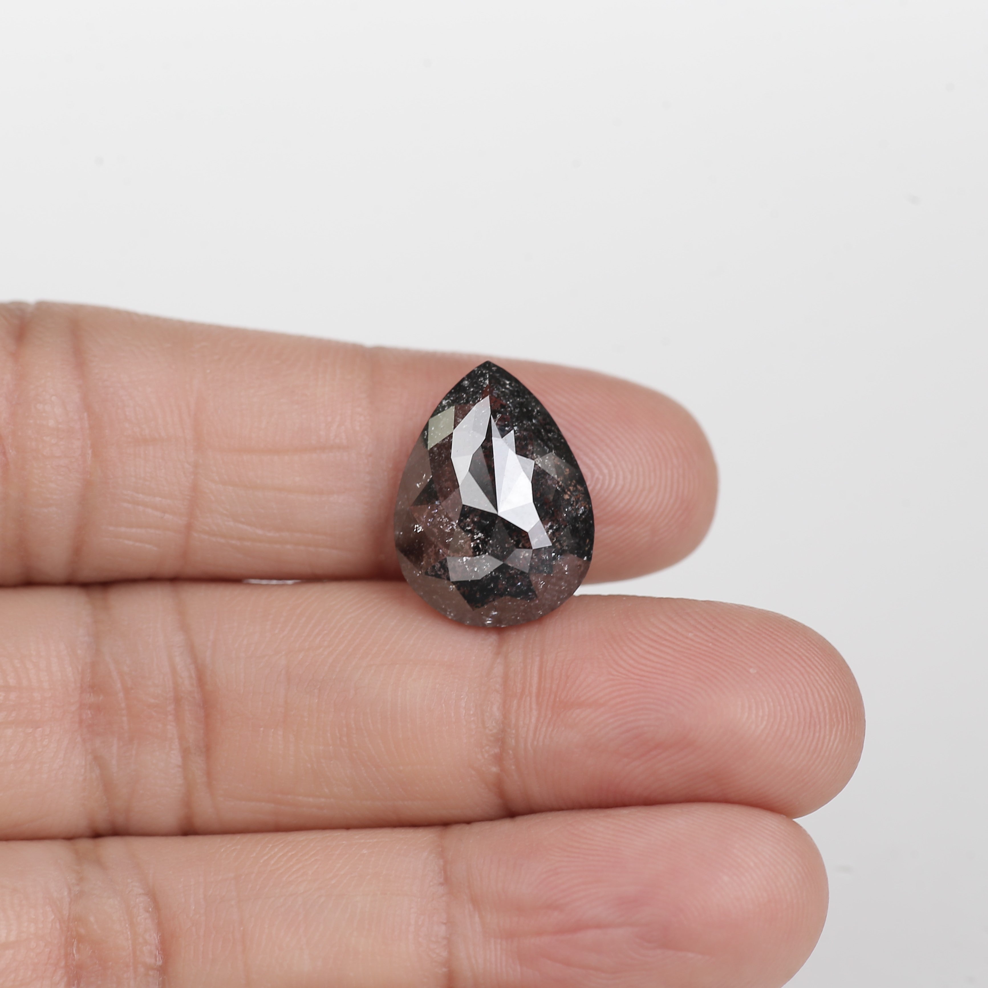 10 Carat Salt and Pepper Diamond Pear Cut Galaxy Natural