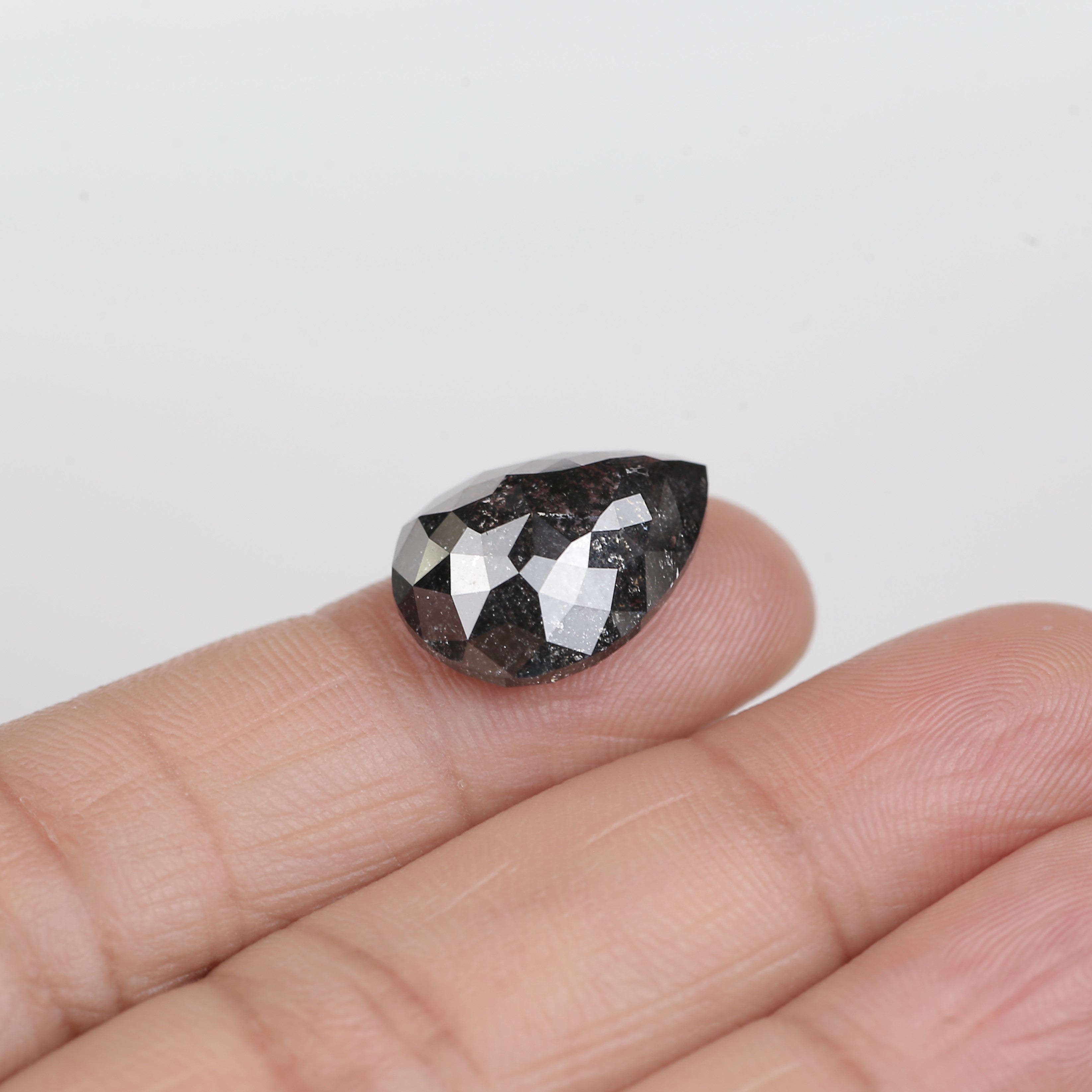 10 Carat Salt and Pepper Diamond Pear Cut Galaxy Natural