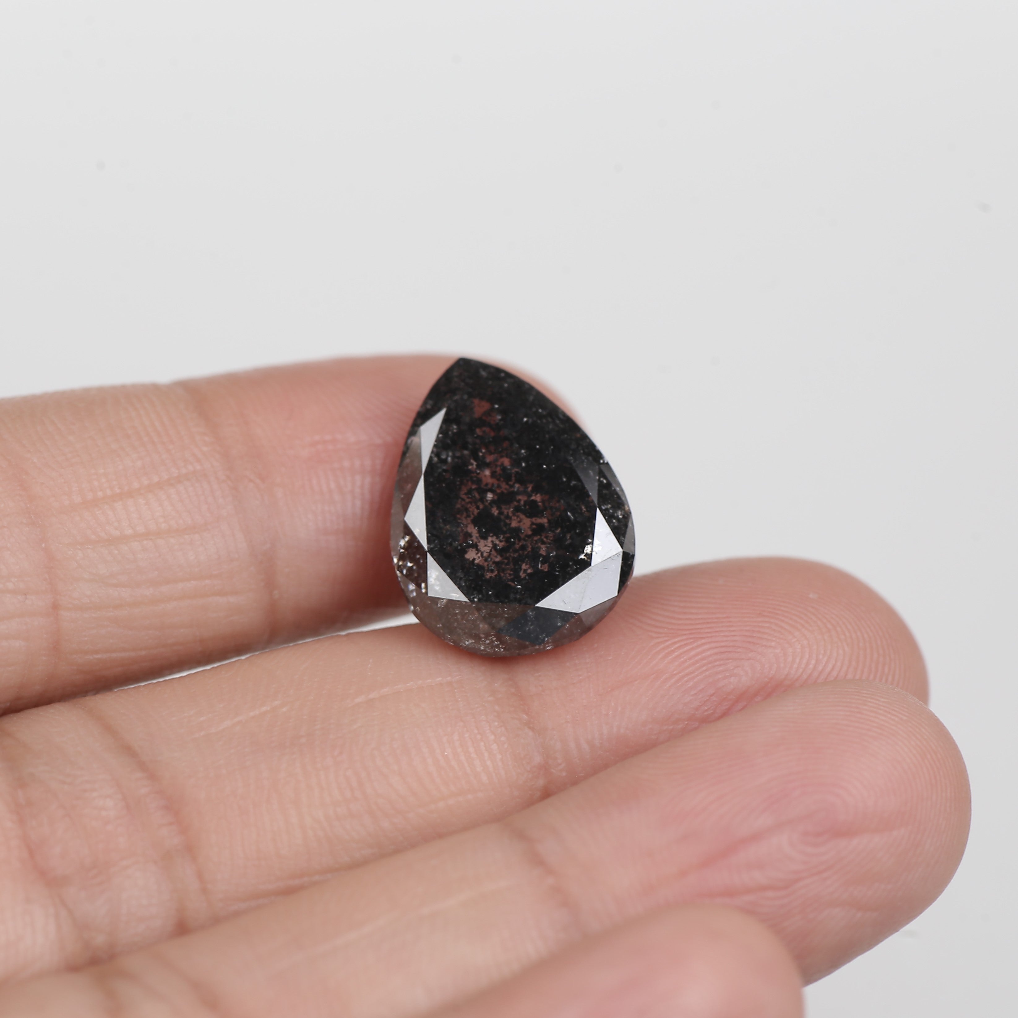 10 Carat Salt and Pepper Diamond Pear Cut Galaxy Natural