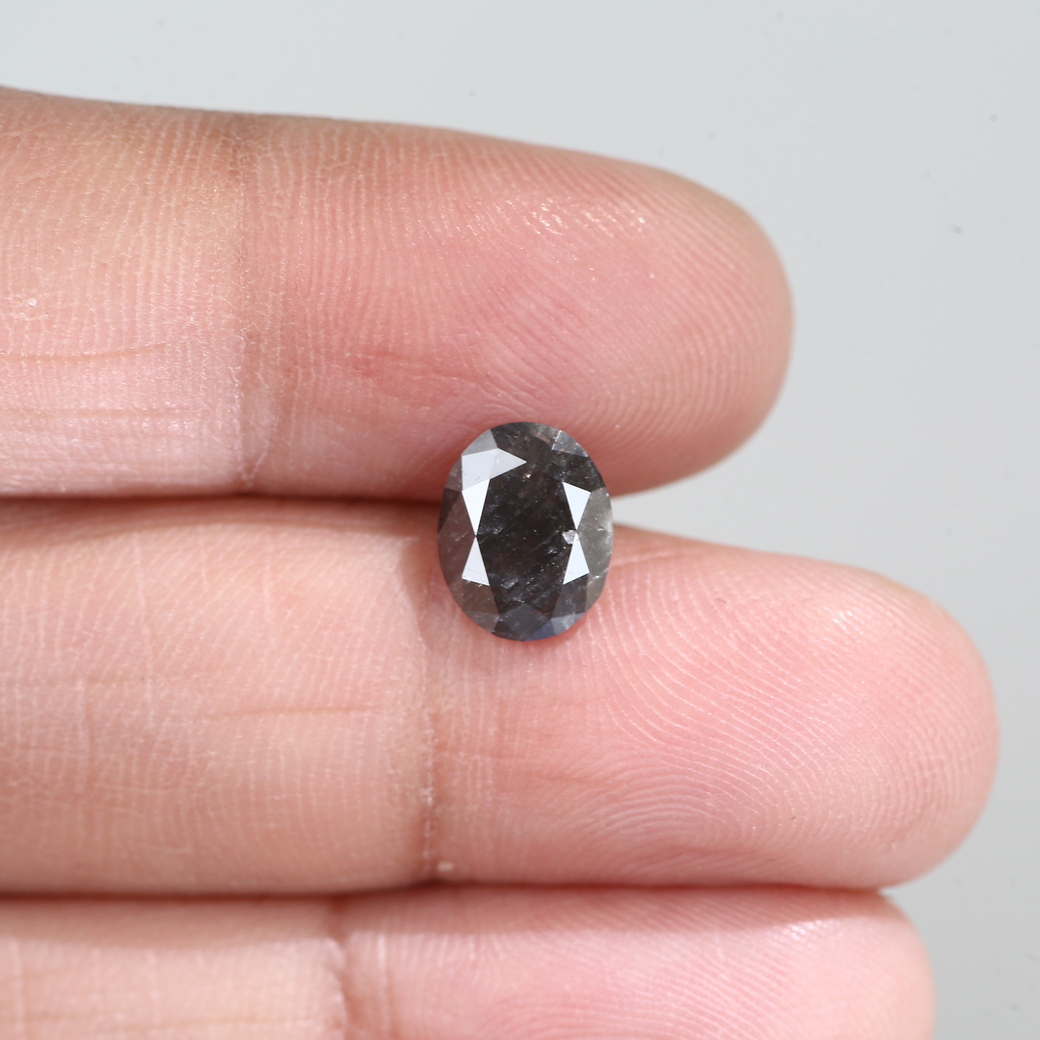 1.53 Carat Natural Oval Cut Loose Black Diamond 8.74 MM