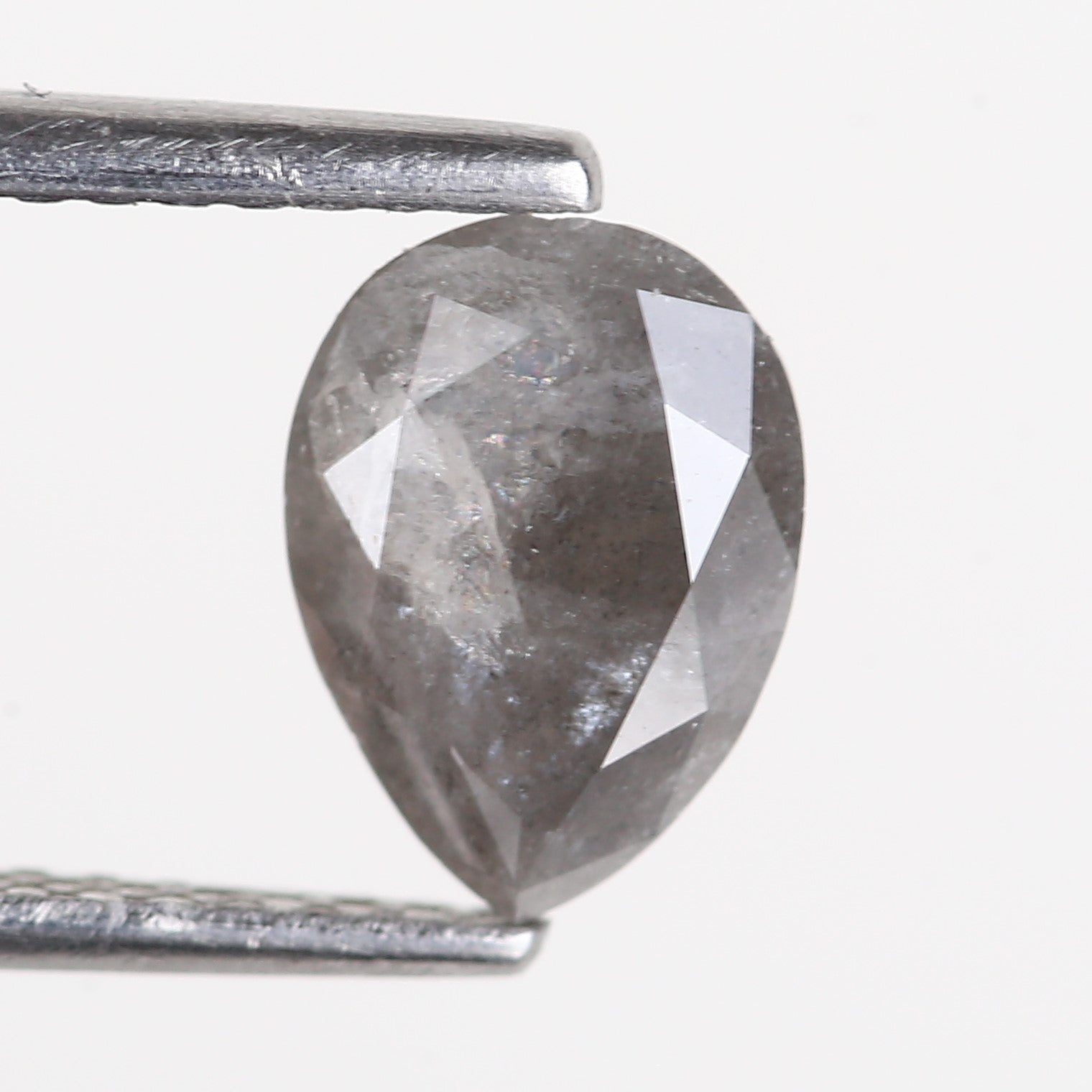 1.06 Carat Natural Salt And Pepper Diamond Pear Gray Diamond 7.84 MM