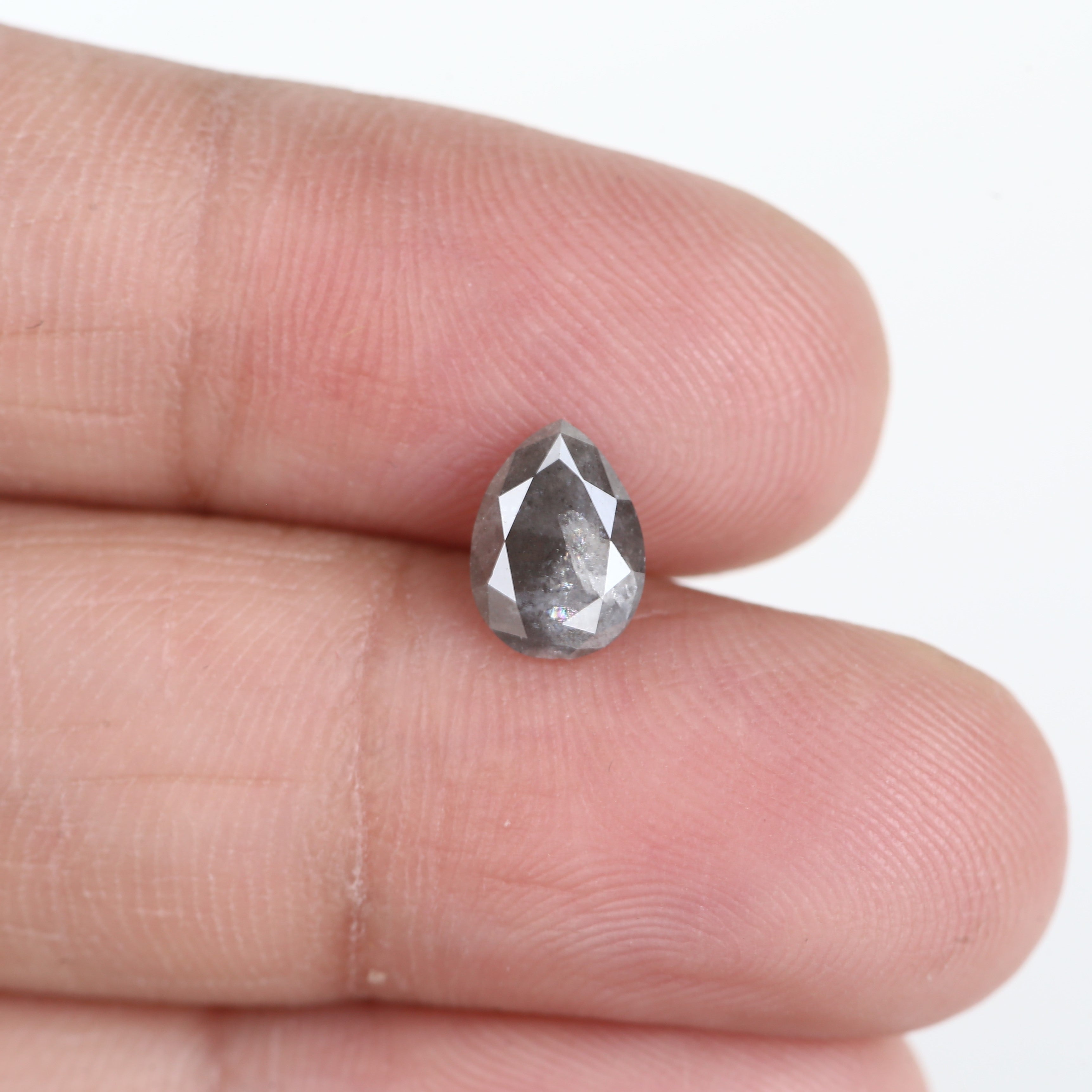 1.06 Carat Natural Salt And Pepper Diamond Pear Gray Diamond 7.84 MM