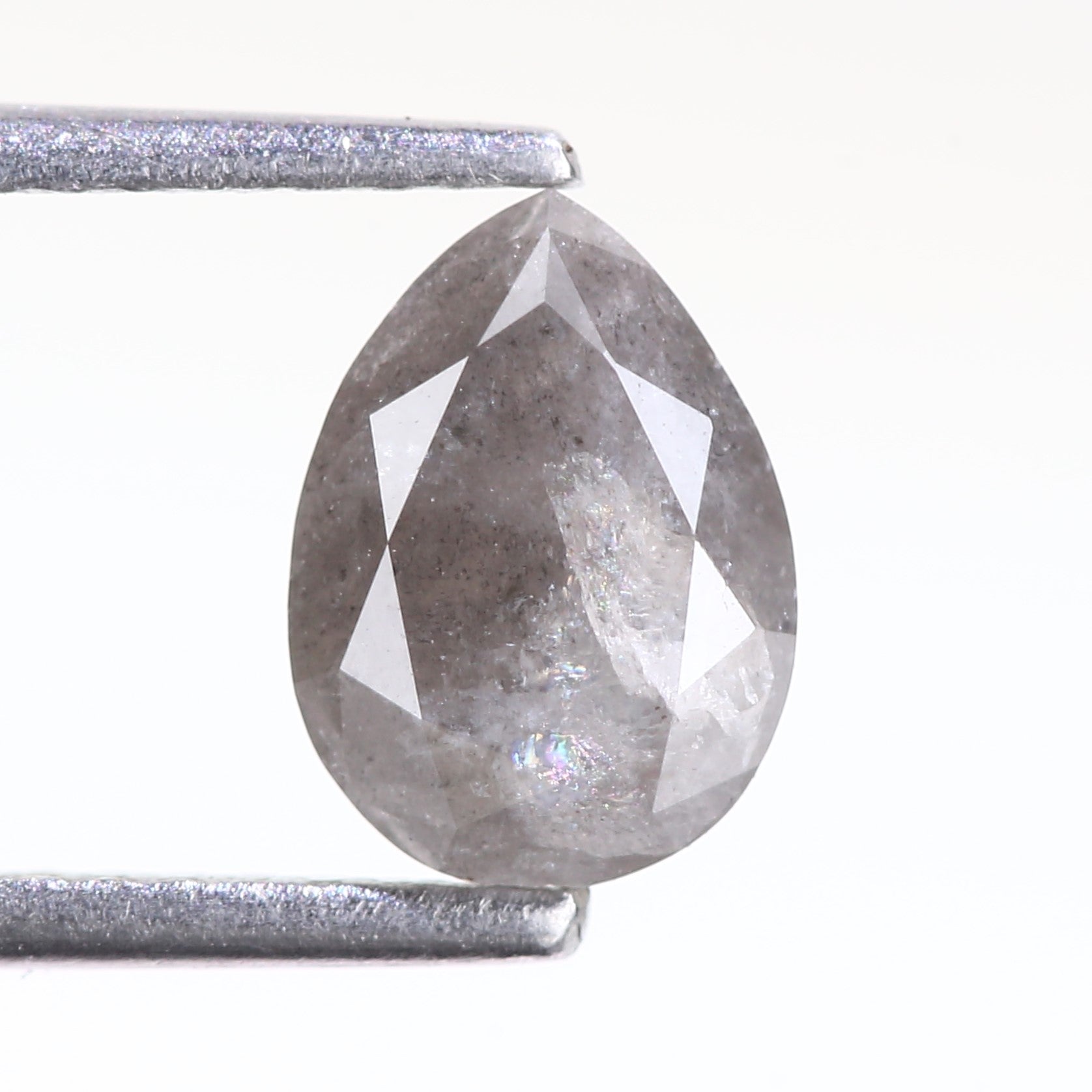1.06 Carat Natural Salt And Pepper Diamond Pear Gray Diamond 7.84 MM