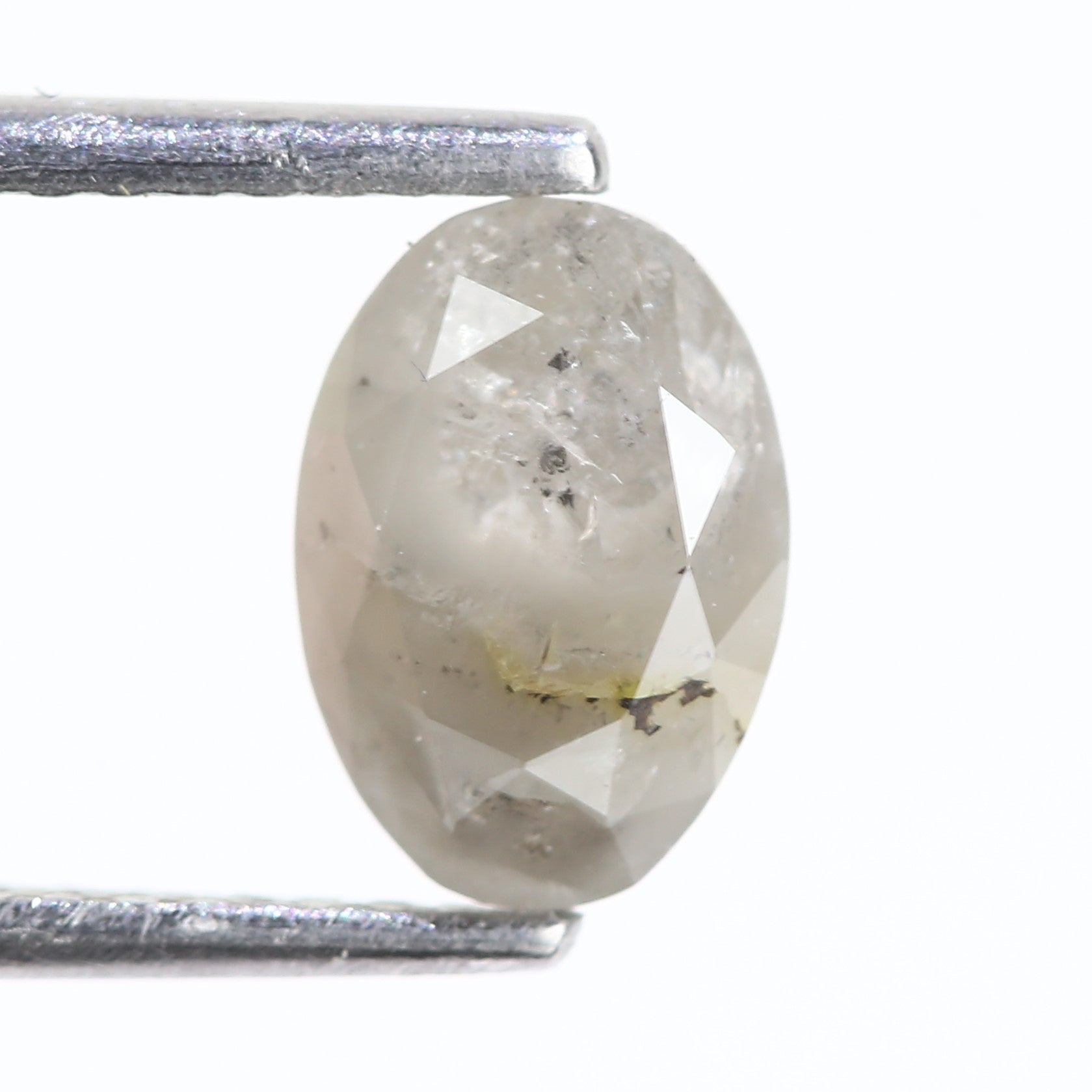 1 Carat Natural Salt And Pepper Oval Gray Diamond 7.92 MM