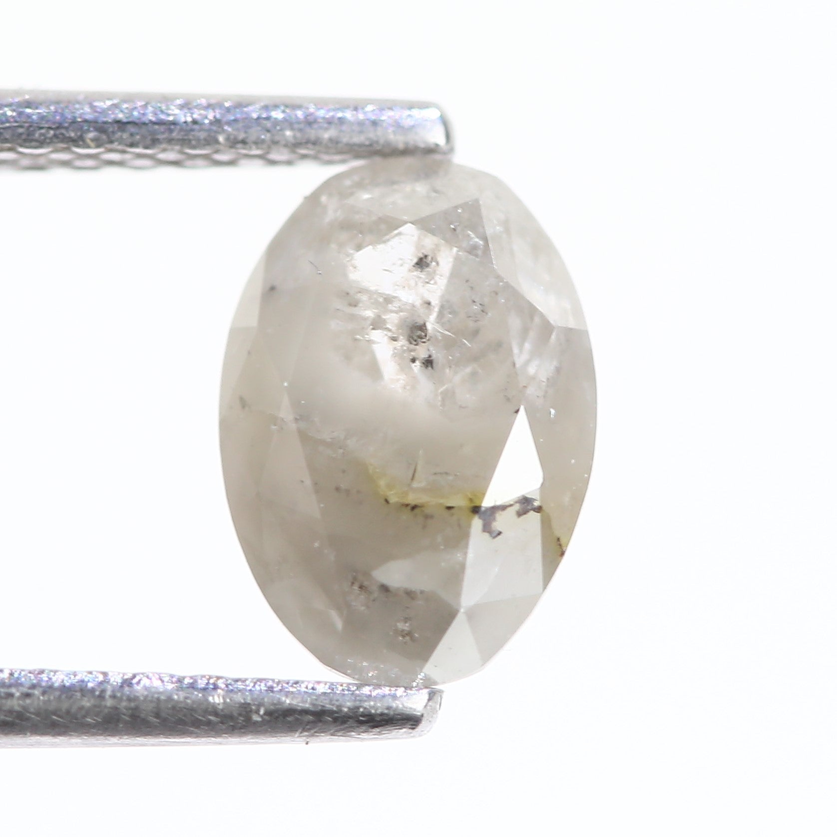 1 Carat Natural Salt And Pepper Oval Gray Diamond 7.92 MM