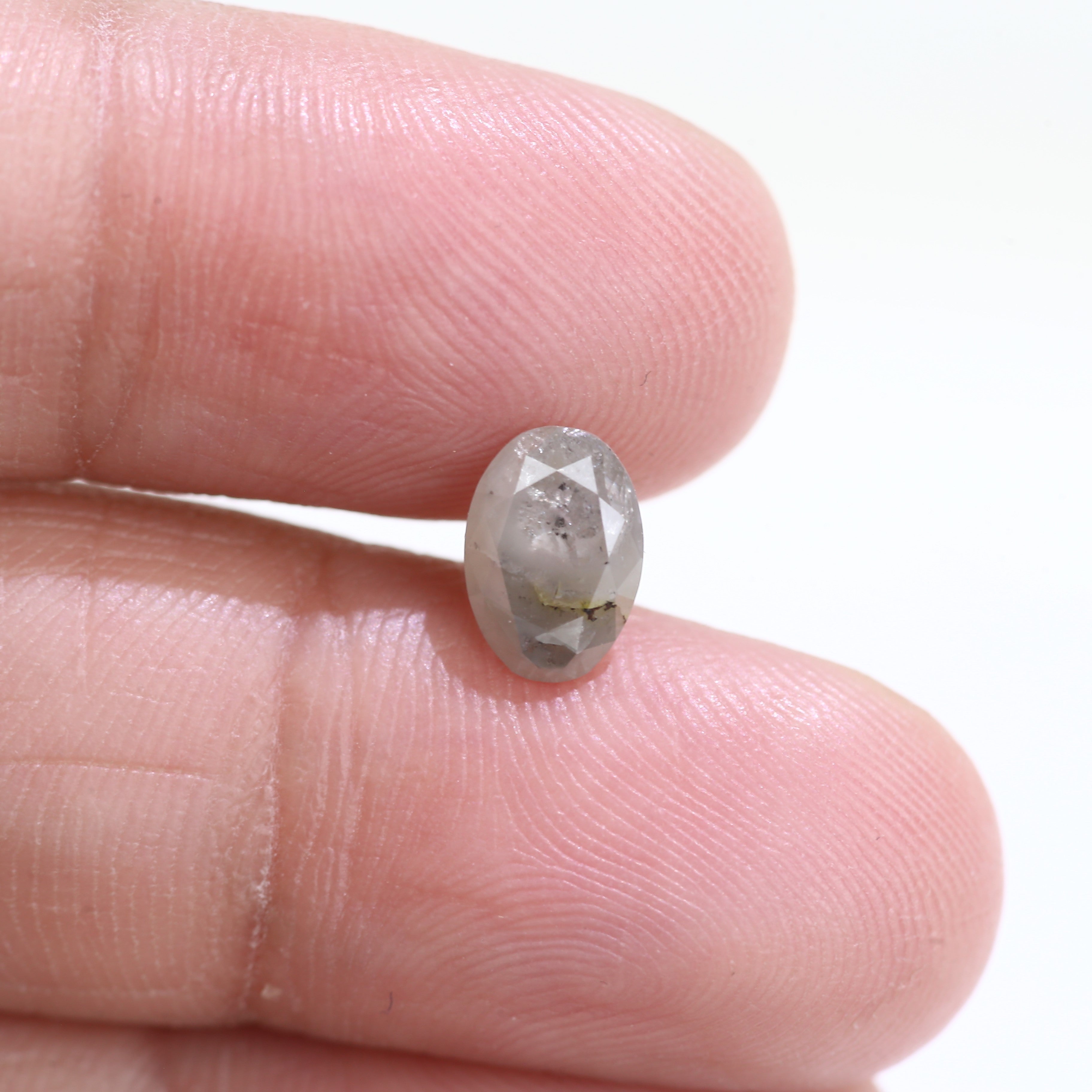 1 Carat Natural Salt And Pepper Oval Gray Diamond 7.92 MM