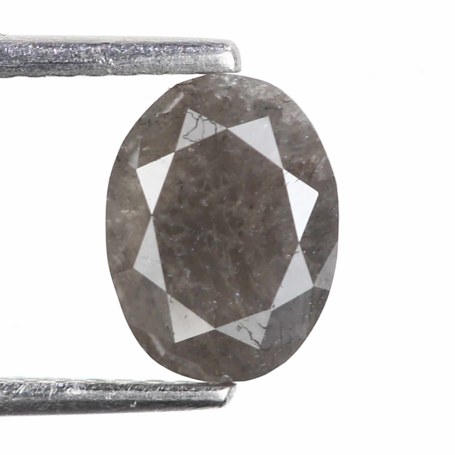 1.53 Carat Natural Oval Cut Grey Diamond 8.10 MM