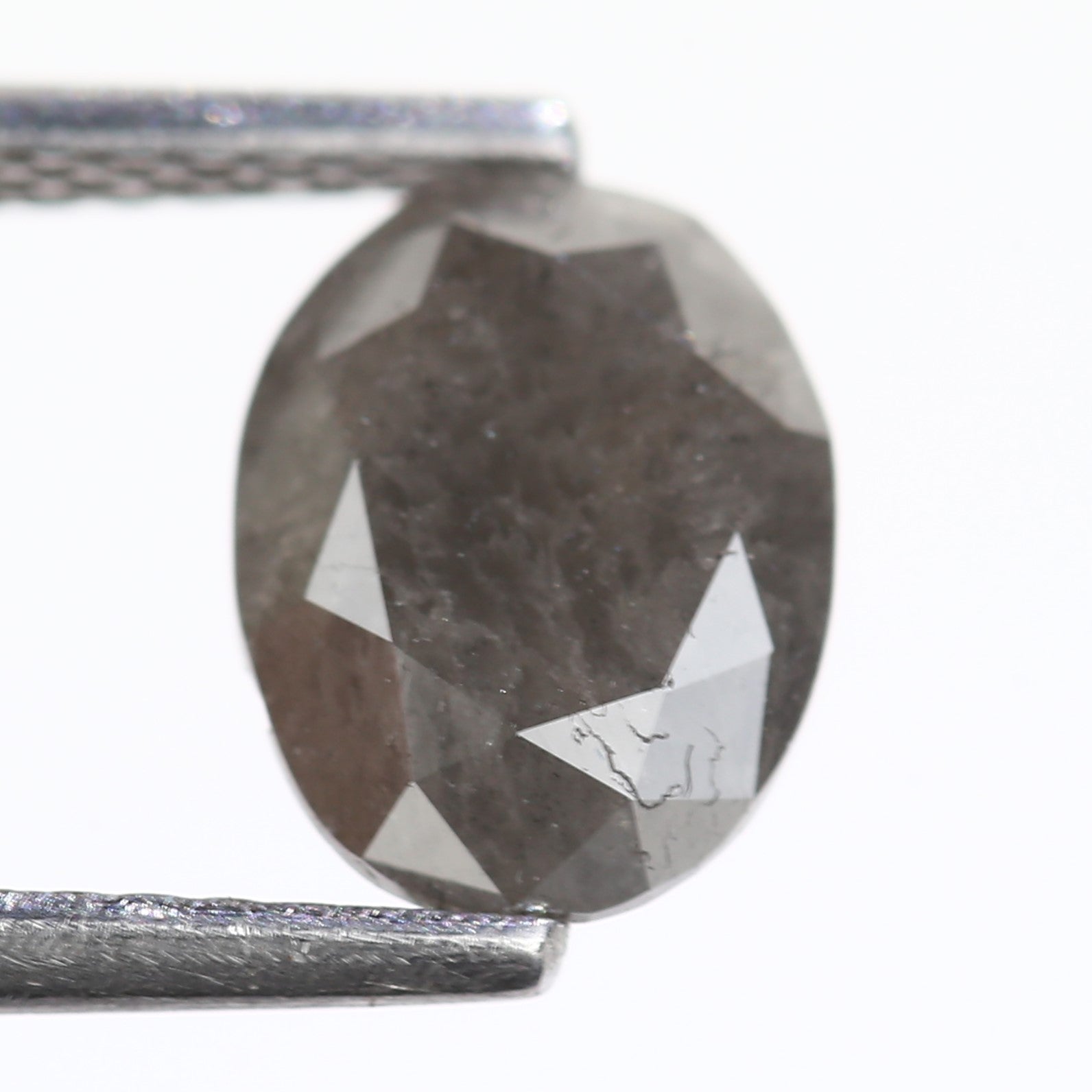 1.53 Carat Natural Oval Cut Grey Diamond 8.10 MM