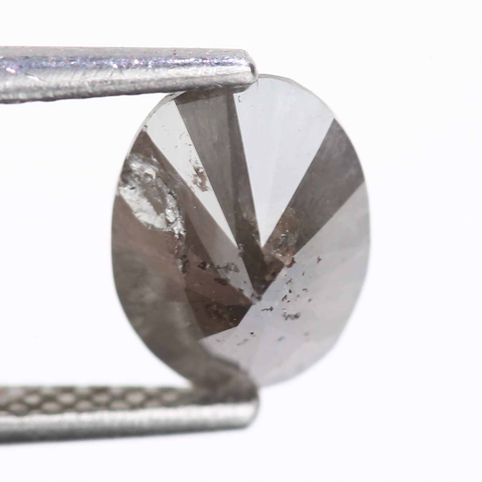1.53 Carat Natural Oval Cut Grey Diamond 8.10 MM