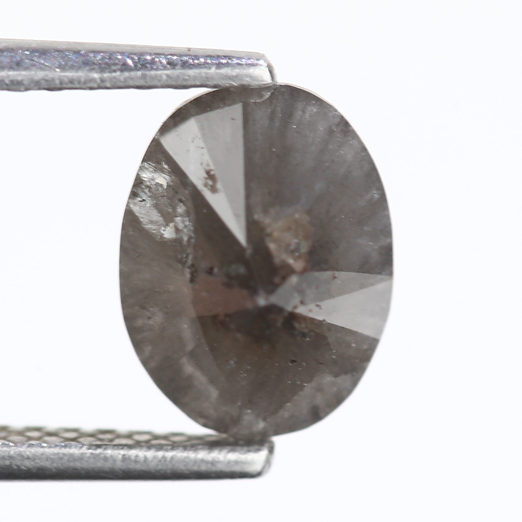 1.53 Carat Natural Oval Cut Grey Diamond 8.10 MM