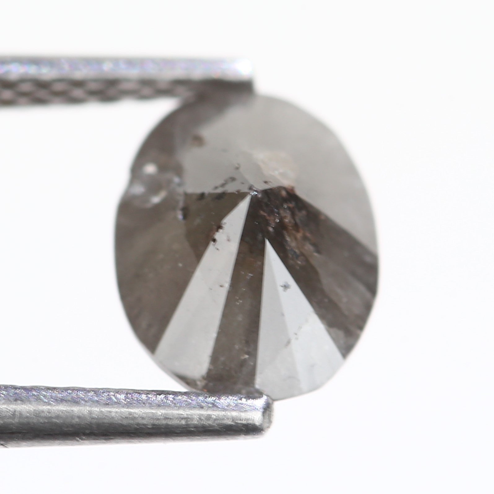 1.53 Carat Natural Oval Cut Grey Diamond 8.10 MM