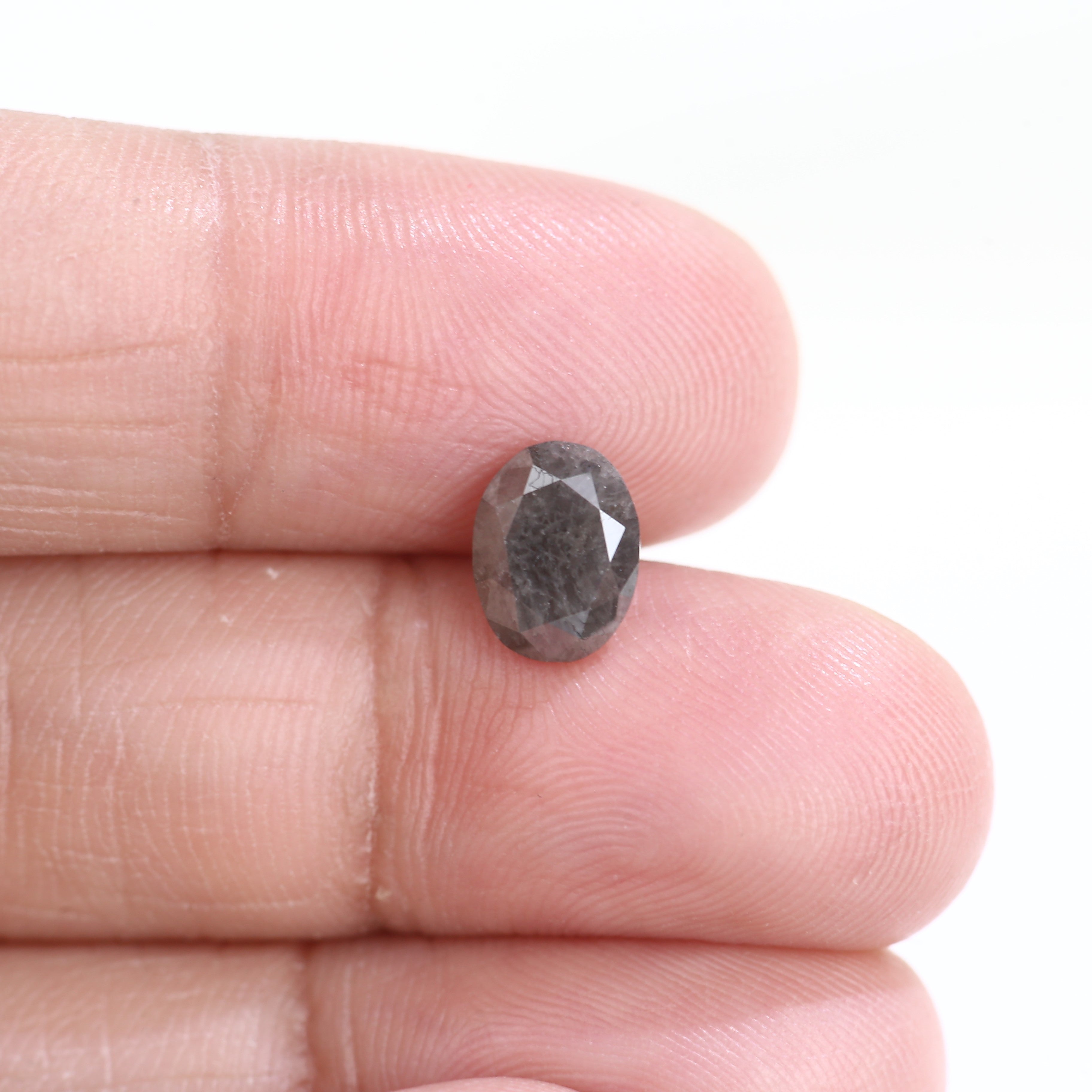 1.53 Carat Natural Oval Cut Grey Diamond 8.10 MM
