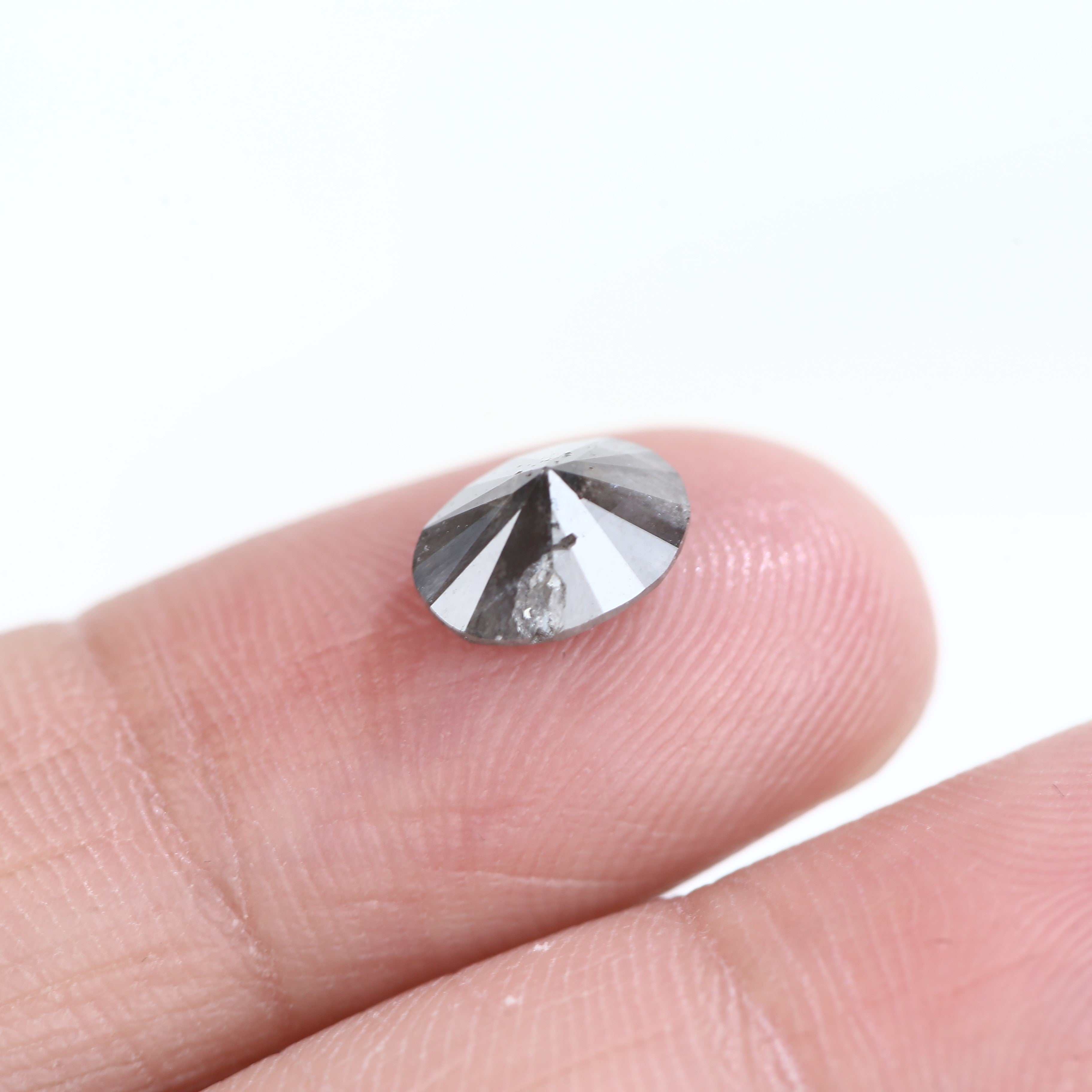 1.53 Carat Natural Oval Cut Grey Diamond 8.10 MM