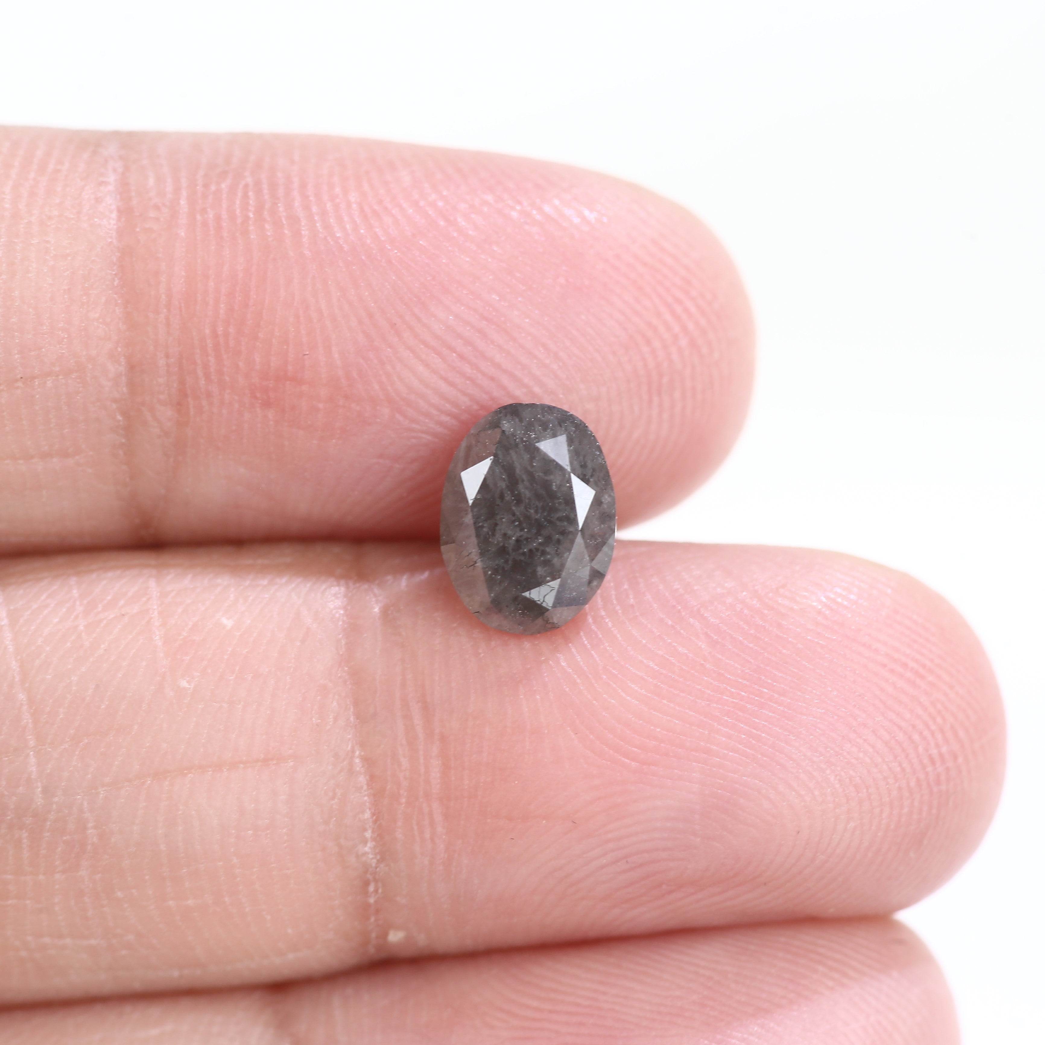 1.53 Carat Natural Oval Cut Grey Diamond 8.10 MM