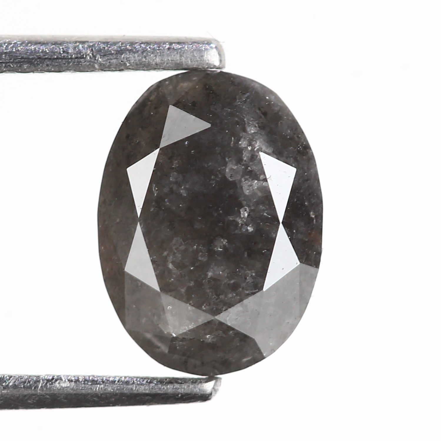 1.32 Carat Natural Oval Cut Gray Diamond 8.18 MM