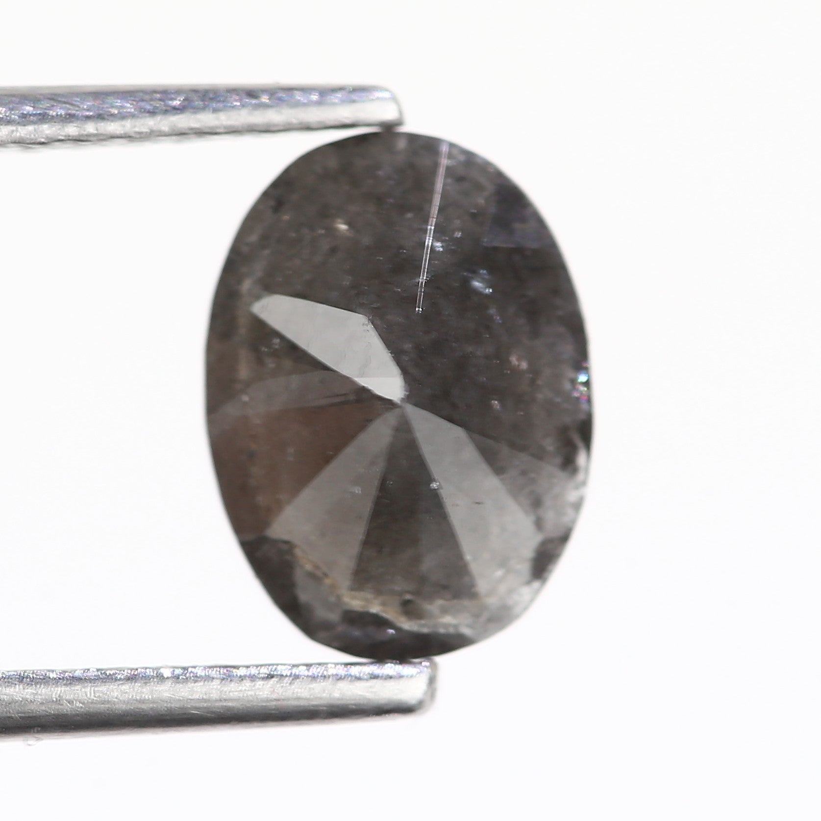 1.32 Carat Natural Oval Cut Gray Diamond 8.18 MM