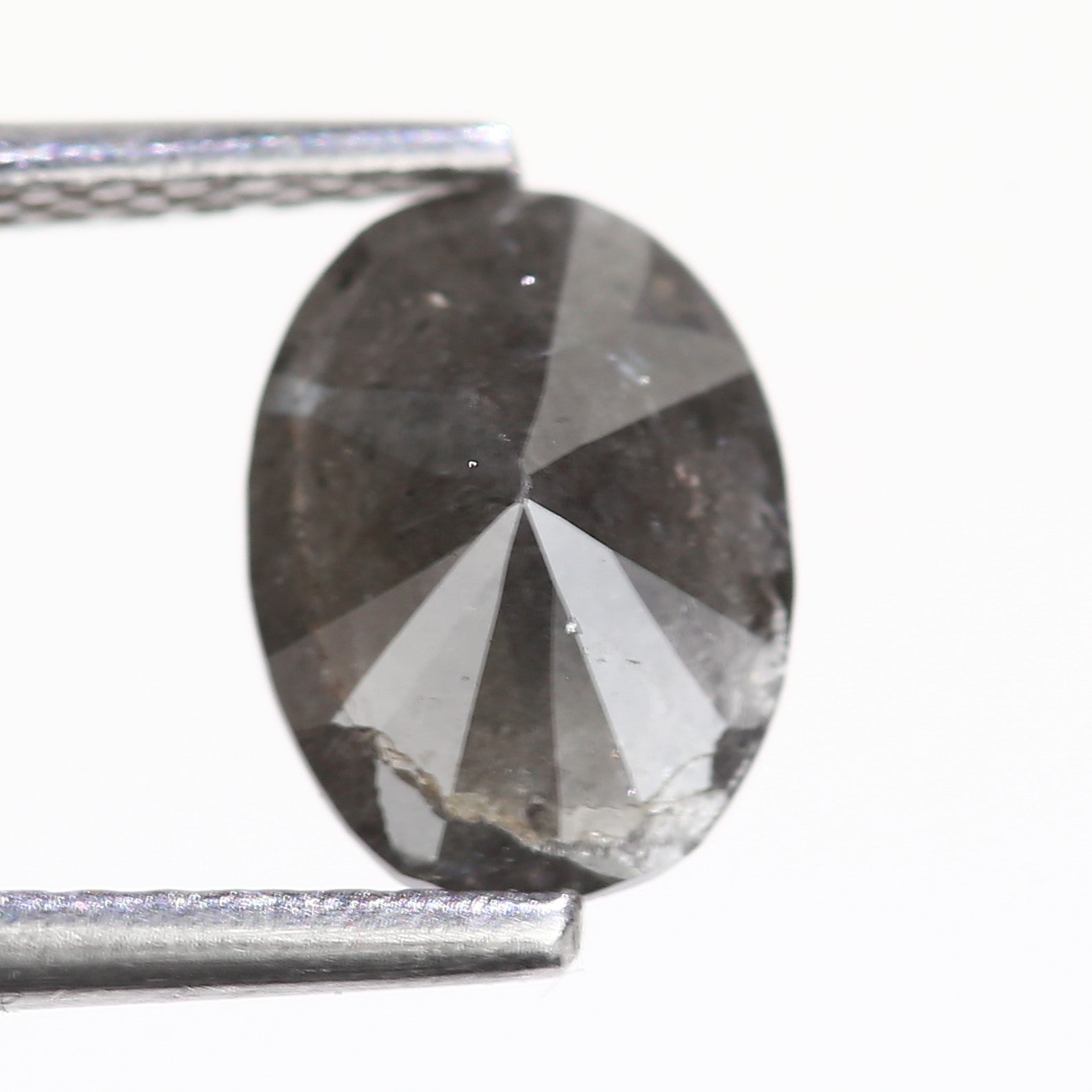 1.32 Carat Natural Oval Cut Gray Diamond 8.18 MM