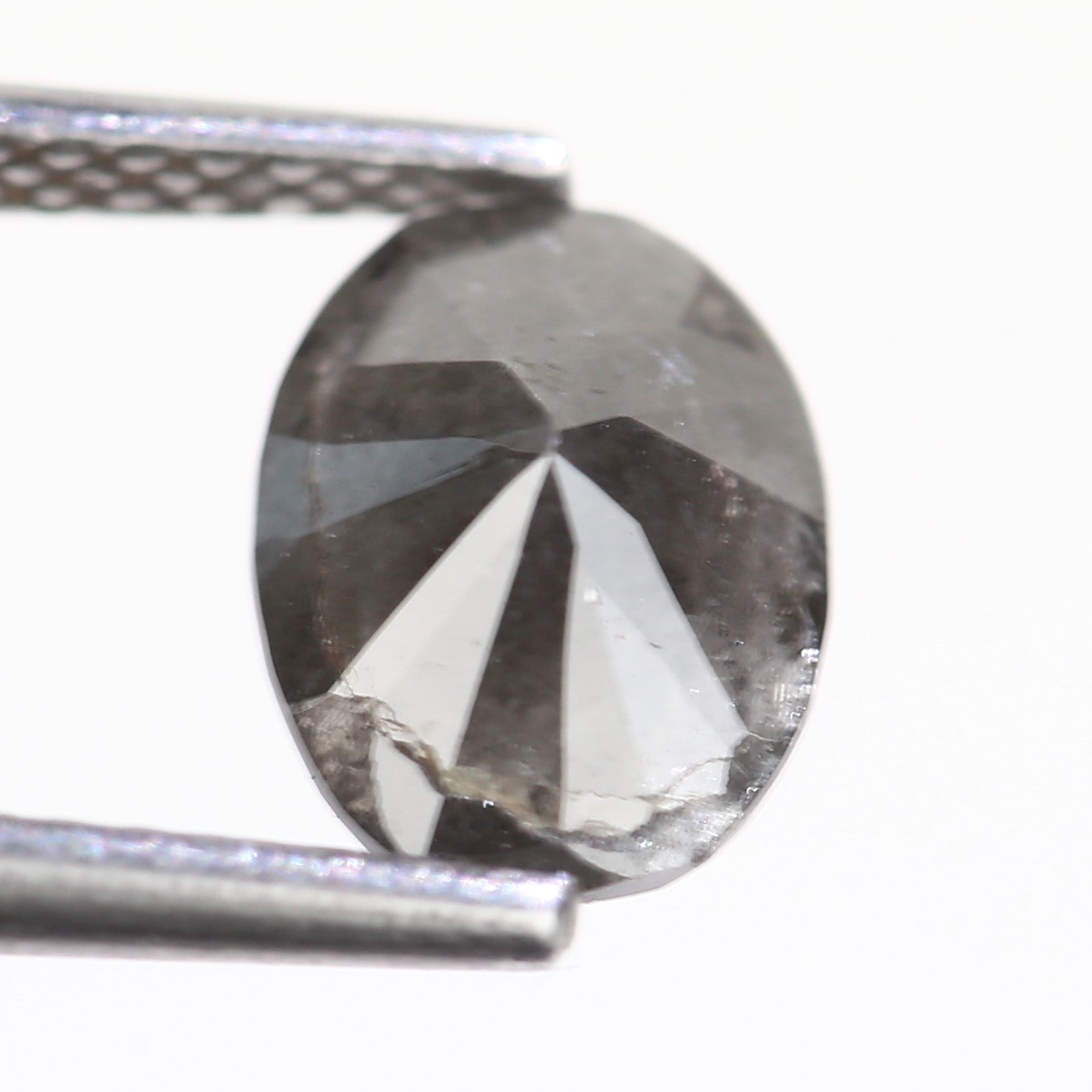 1.32 Carat Natural Oval Cut Gray Diamond 8.18 MM