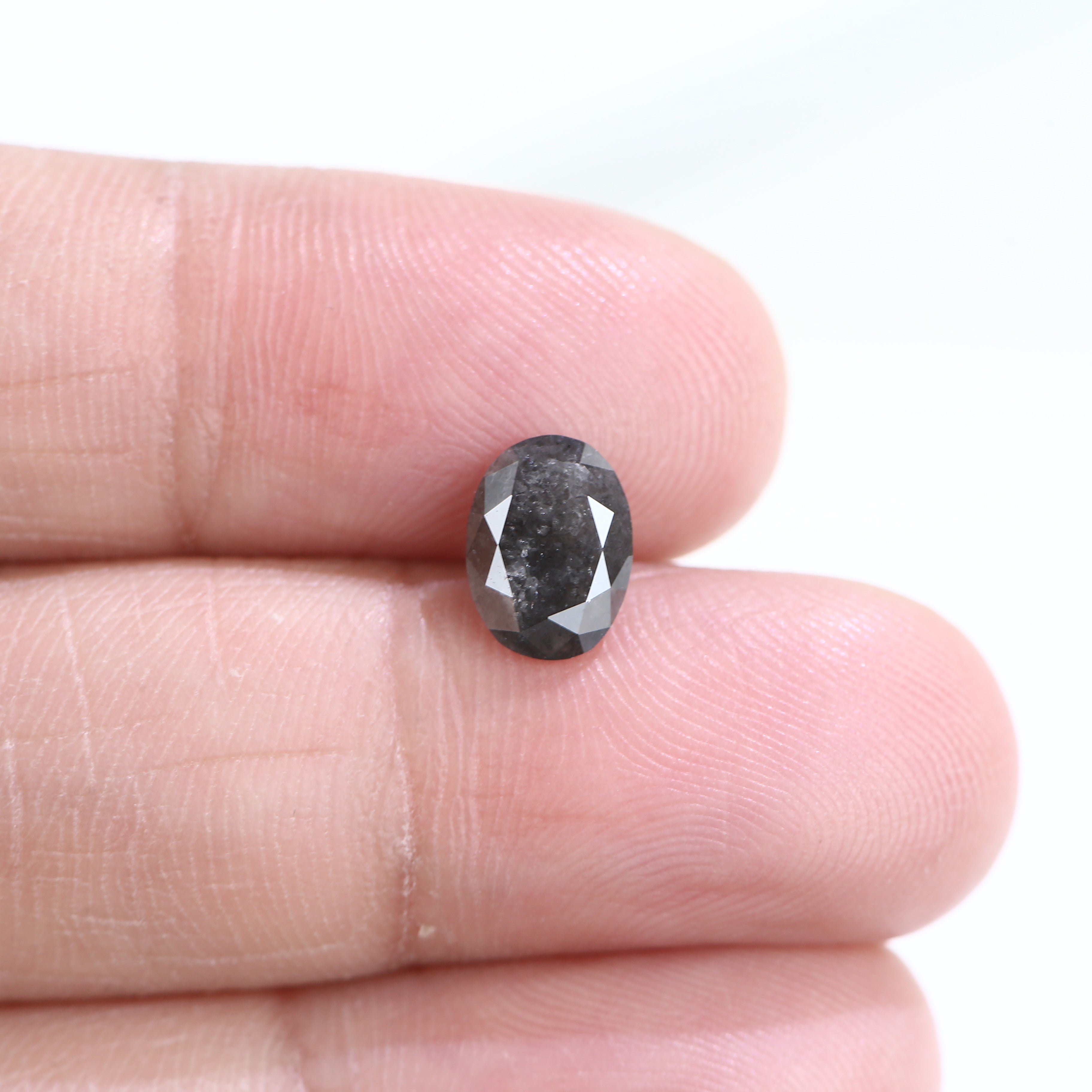 1.32 Carat Natural Oval Cut Gray Diamond 8.18 MM