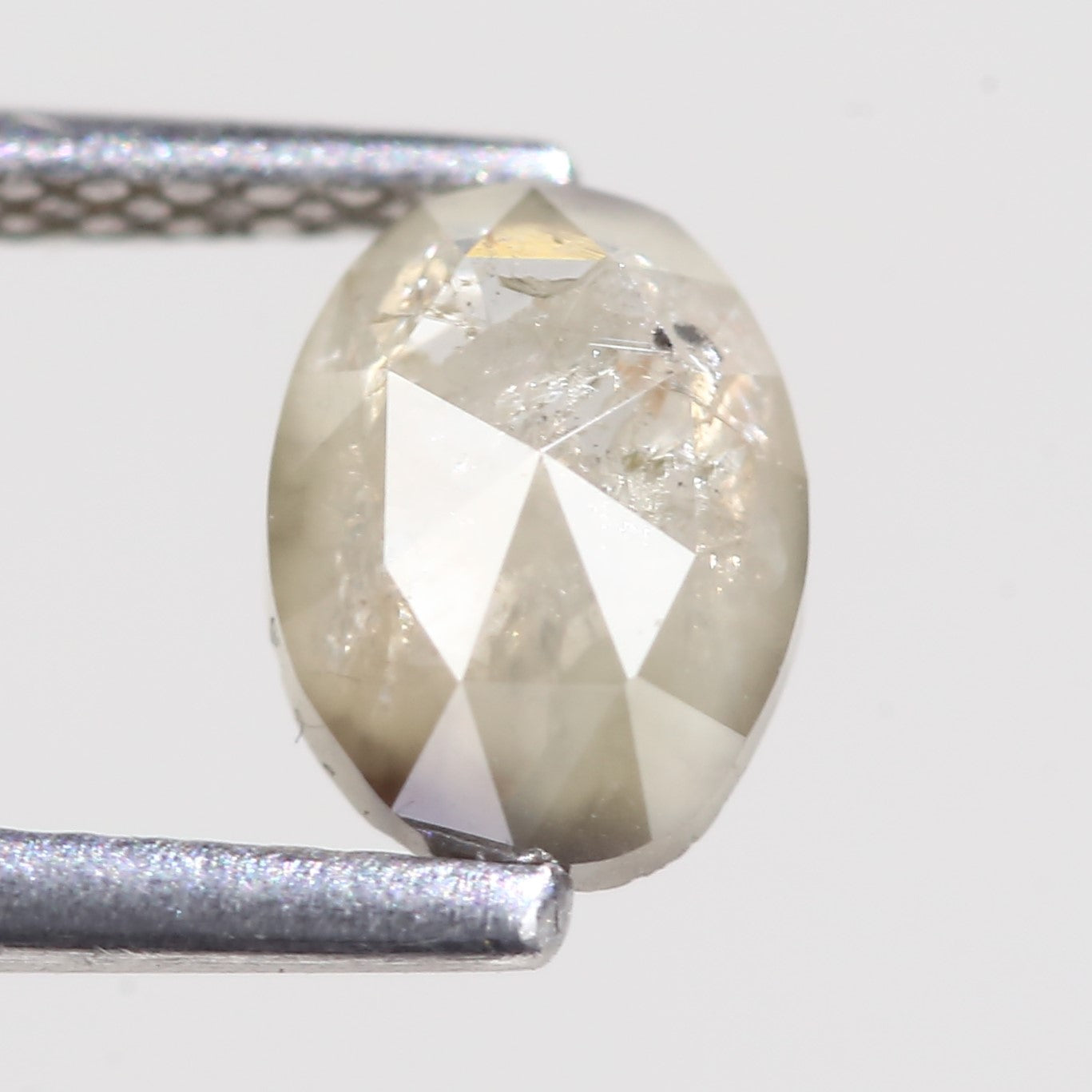 0.94 Carat Natural Oval Rose cut Salt And Pepper Diamond 6.77 MM